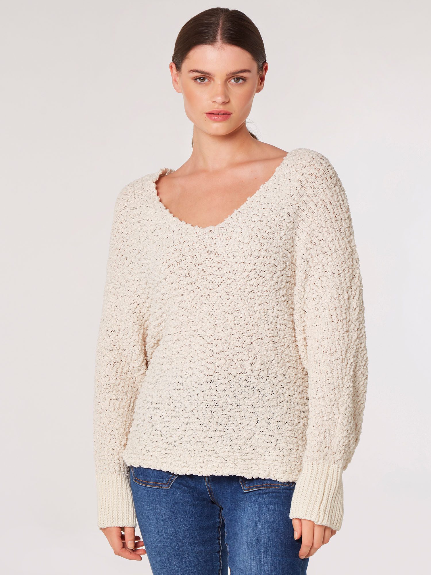 Apricot Strickpullover Fledermaus-Pullover (1-tlg) mit Popcorn-Struktur günstig online kaufen