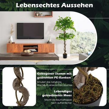 Kunstbaum Ficus Benjamin, COSTWAY, Höhe 150 cm, mit 882 Blättern & Holzstamm