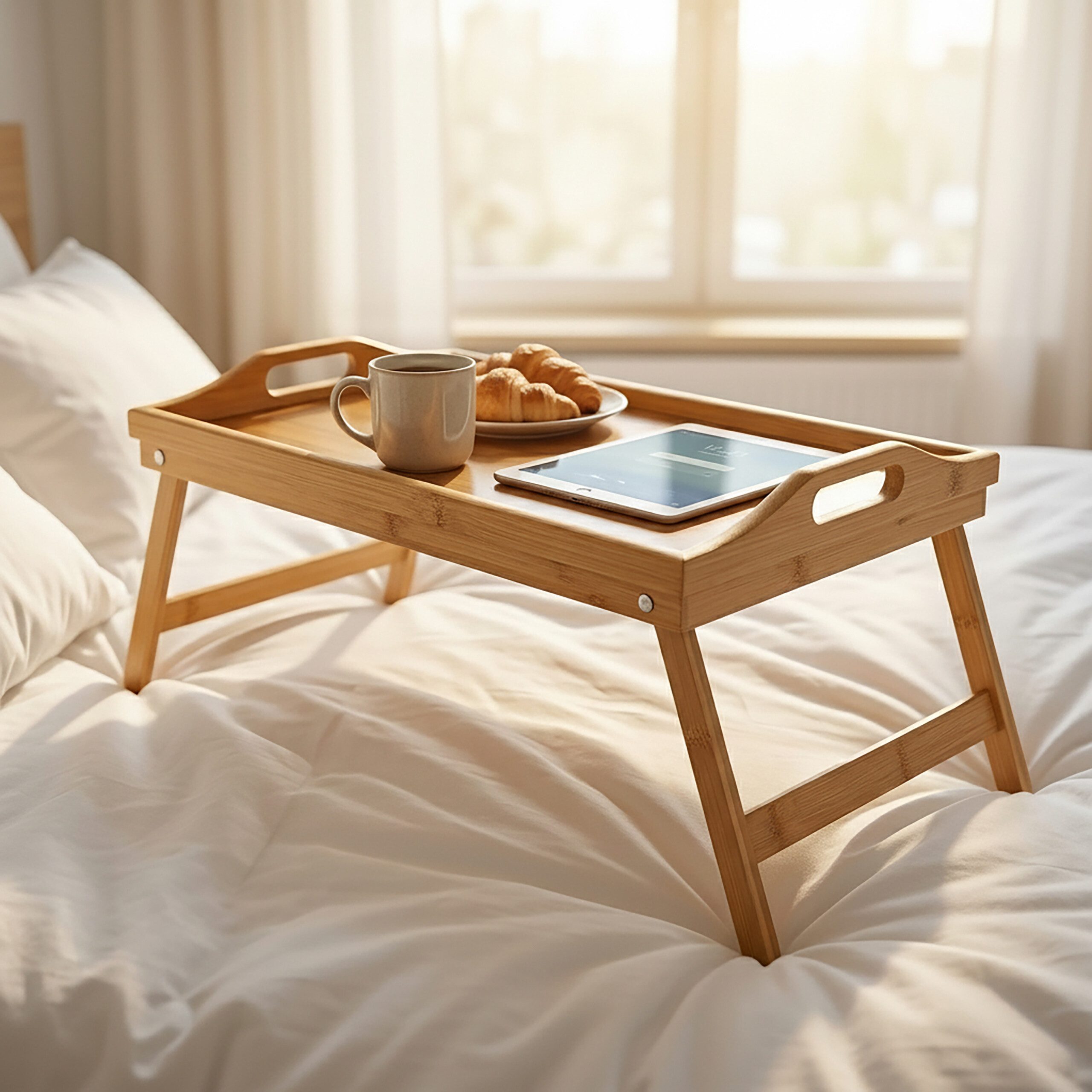 relaxdays Tabletttisch Bambus Betttablett