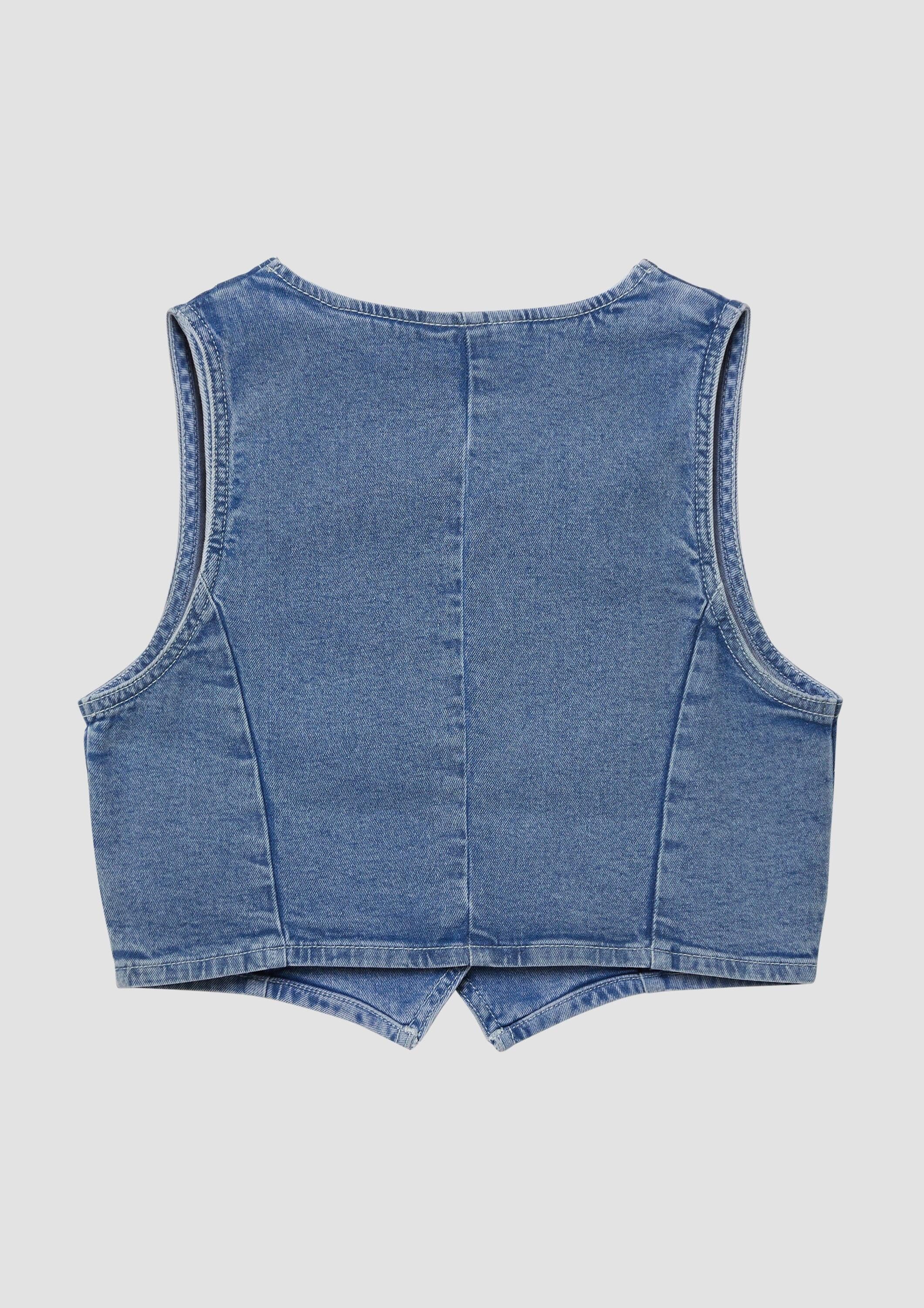 s.Oliver Funktionsweste Indoor-Weste Denim-Weste mit Glitzer-Finishing