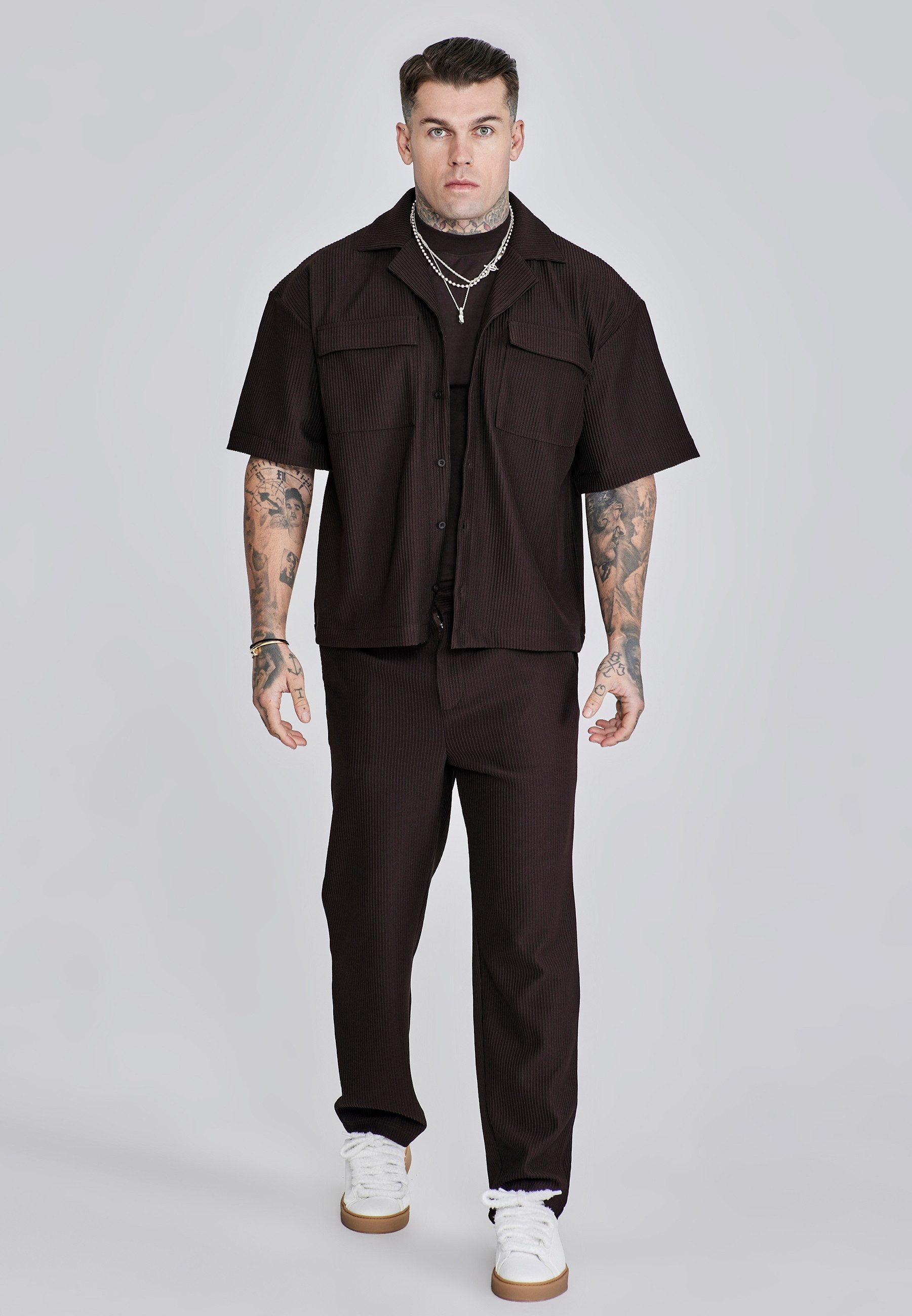 Siksilk Langarmshirt SikSilk Herren Geripptes Smart Hemd