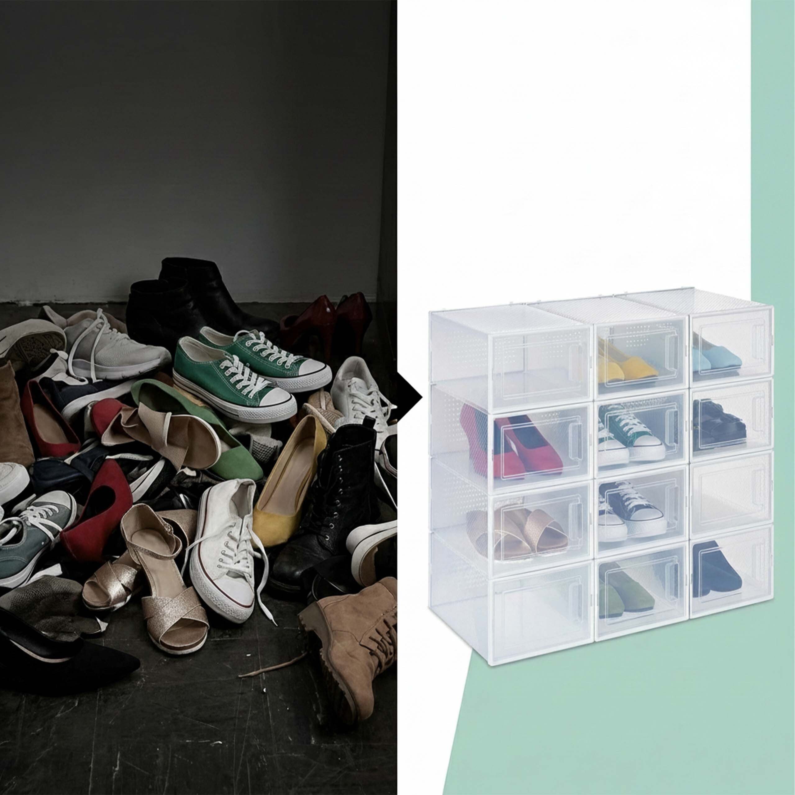 relaxdays Schuhbox 12er Pack Schuhboxen