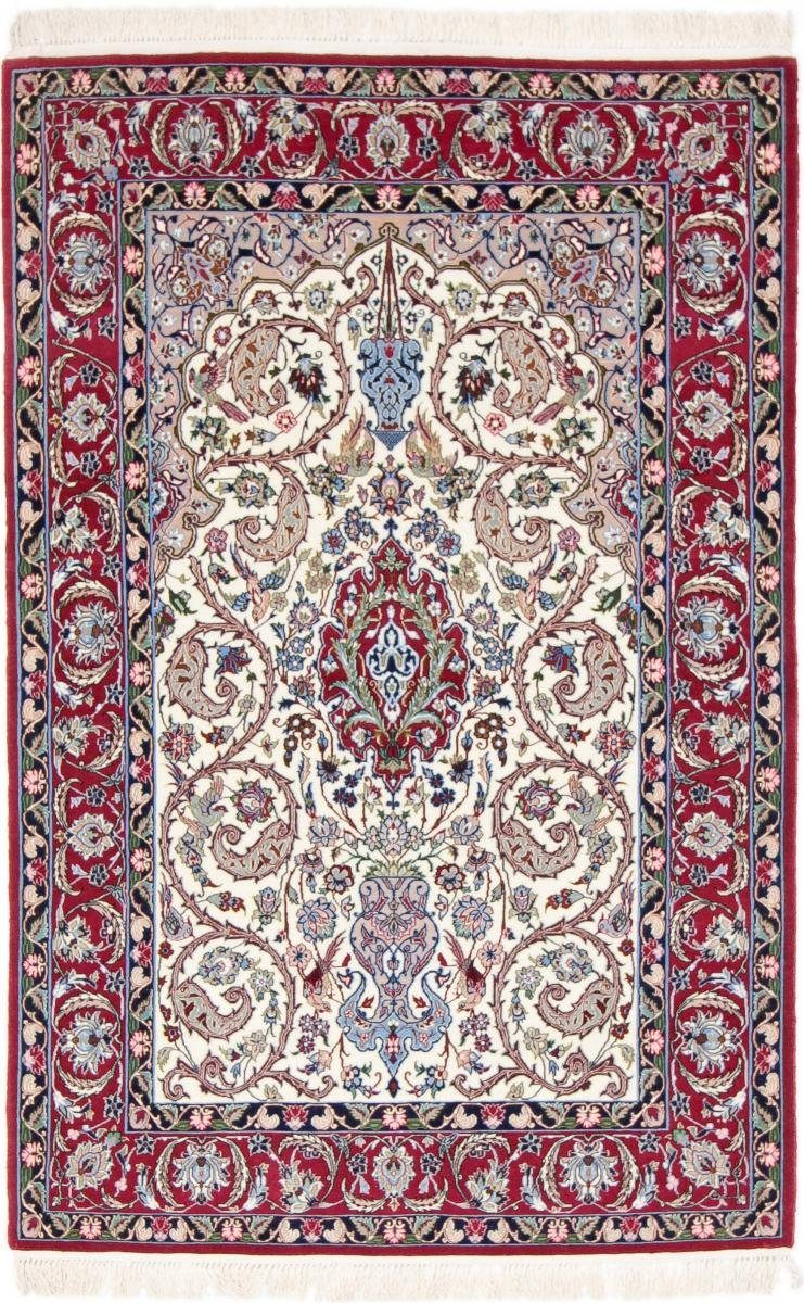 Orientteppich Isfahan Seidenkette 110x165 Handgeknüpfter Orientteppich, Nain Trading, rechteckig, Höhe: 6 mm