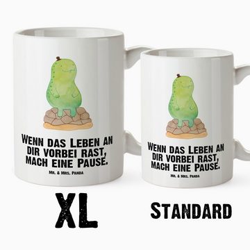Mr. & Mrs. Panda Tasse Schildkröte Pause - Weiß - Geschenk, XL Teetasse, XL Becher, Jumbo Ta, XL Tasse Keramik, Einzigartiges Design