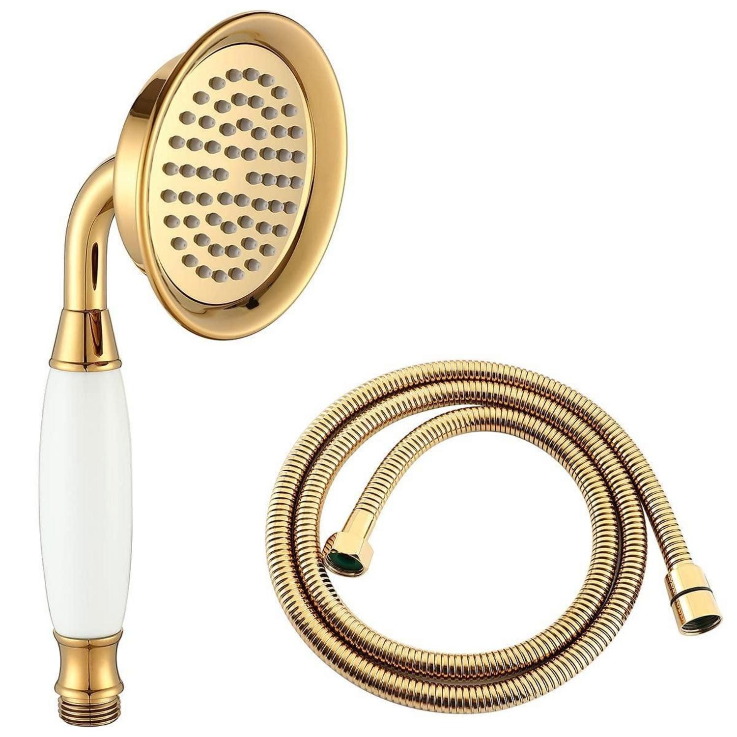 LuxusKollektion Handbrause Goldfarbener Duschkopf mit Schlauch