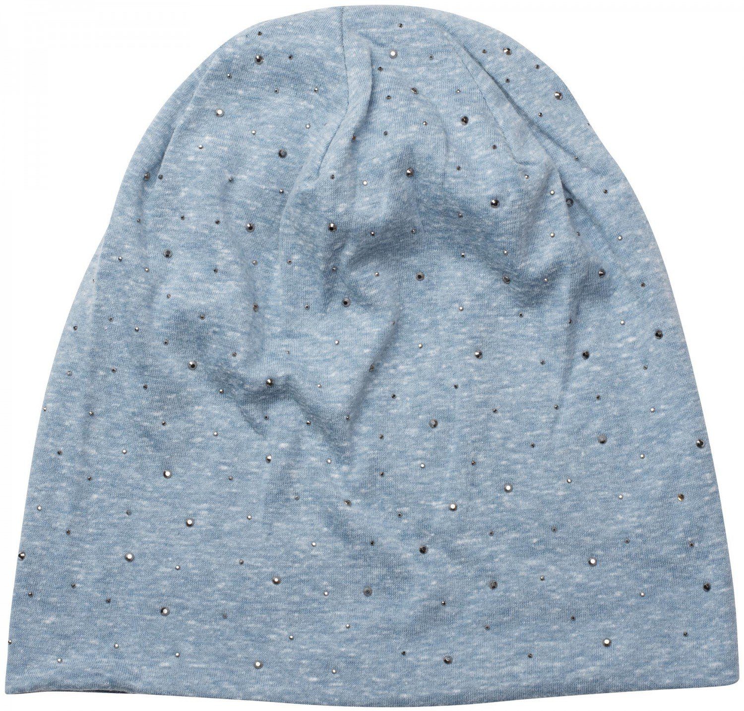 mit Blau styleBREAKER Nieten meliert Applikation (1-St) Strass Beanie used / Beanie Look