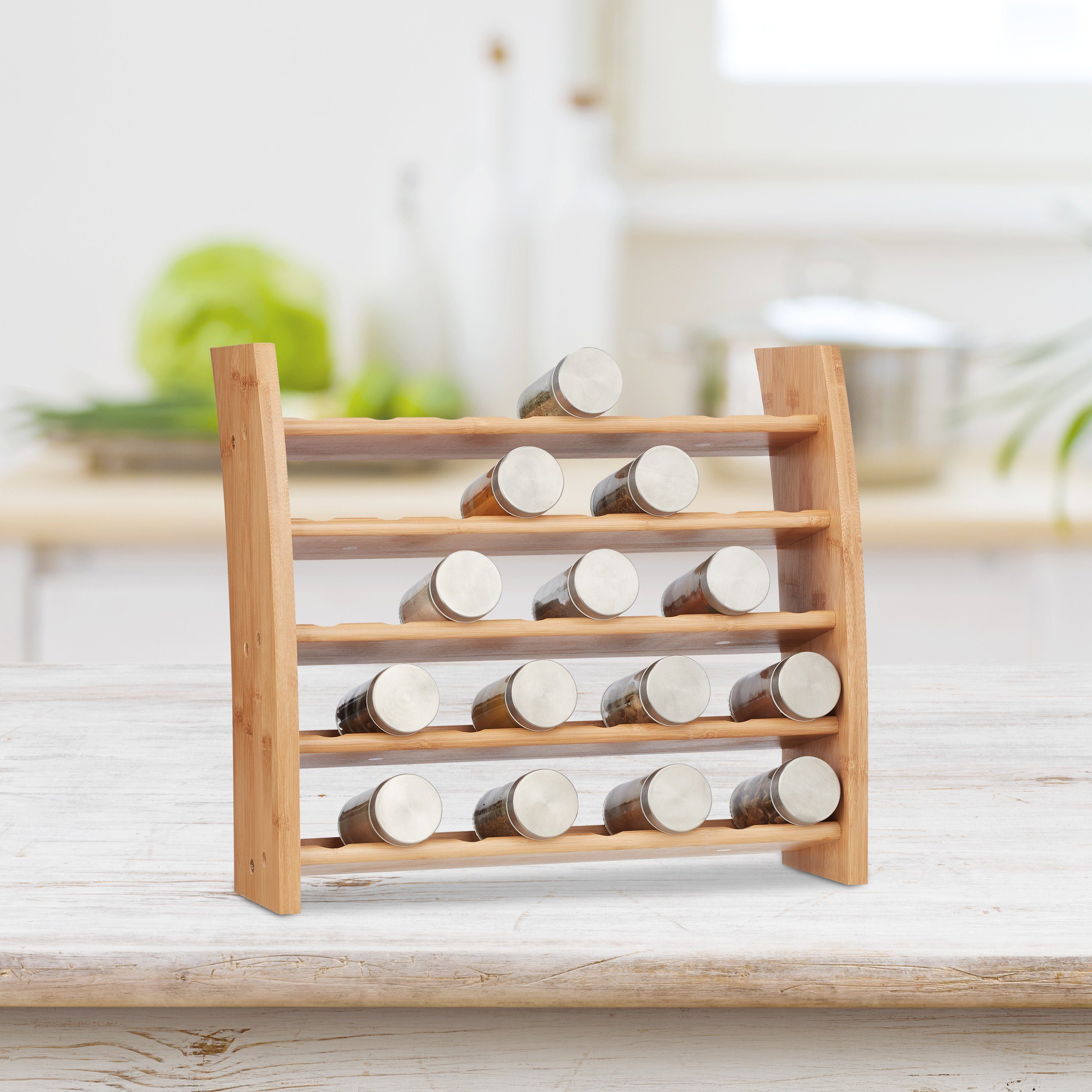 relaxdays Gewürzregal Bambus Gewürzregal 5 Etagen günstig online kaufen