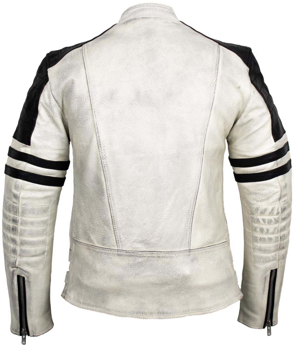 MDM Motorradjacke Herren Retro Lederjacke Motorrad Jacke in Schwarz mit Protektoren Biker Oldschool Motorrad Lederjacke