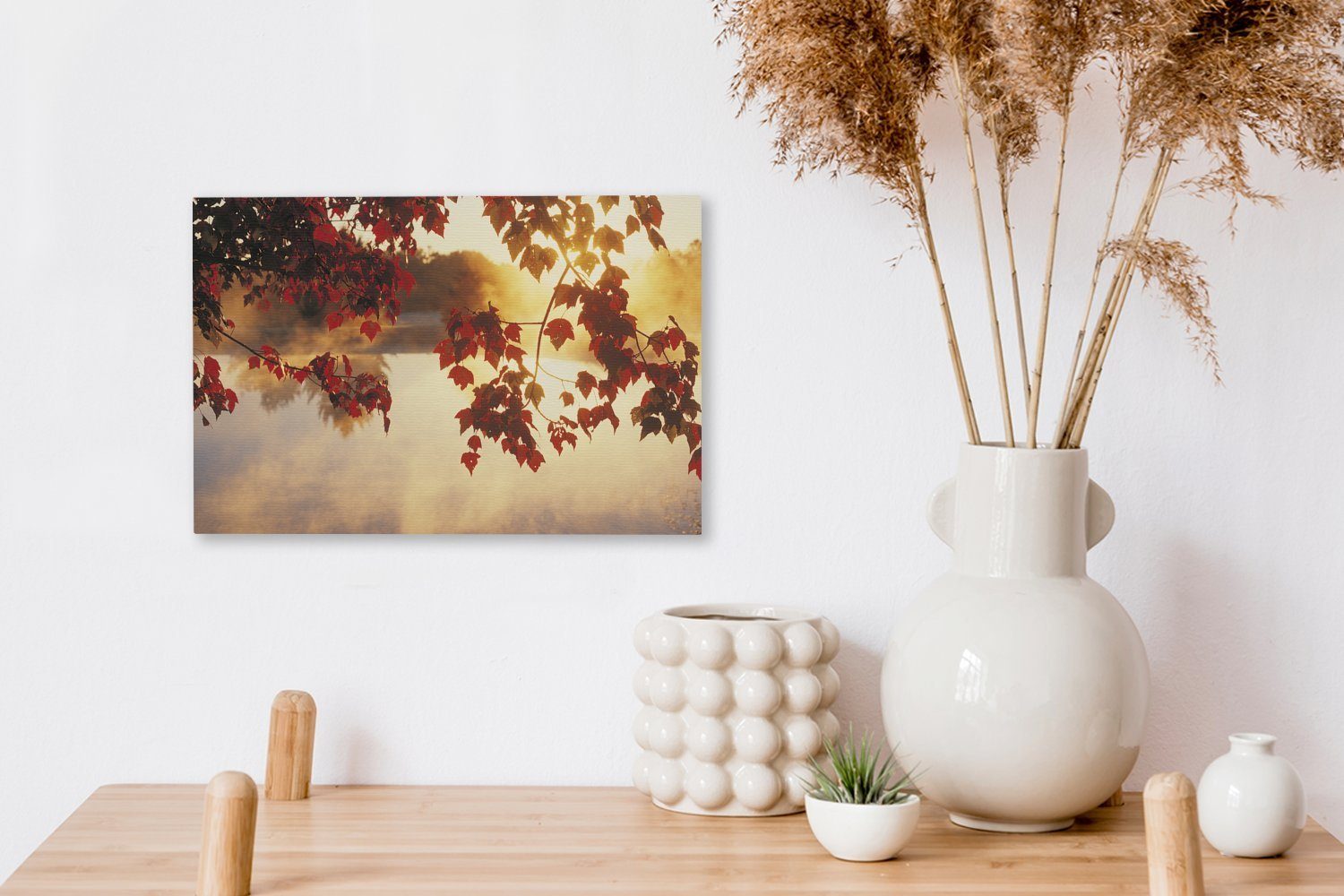 OneMillionCanvasses® Leinwandbild Herbstlaub Aufhängefertig, 30x20 Wanddeko, cm in St), Leinwandbilder, (1 den Wandbild USA