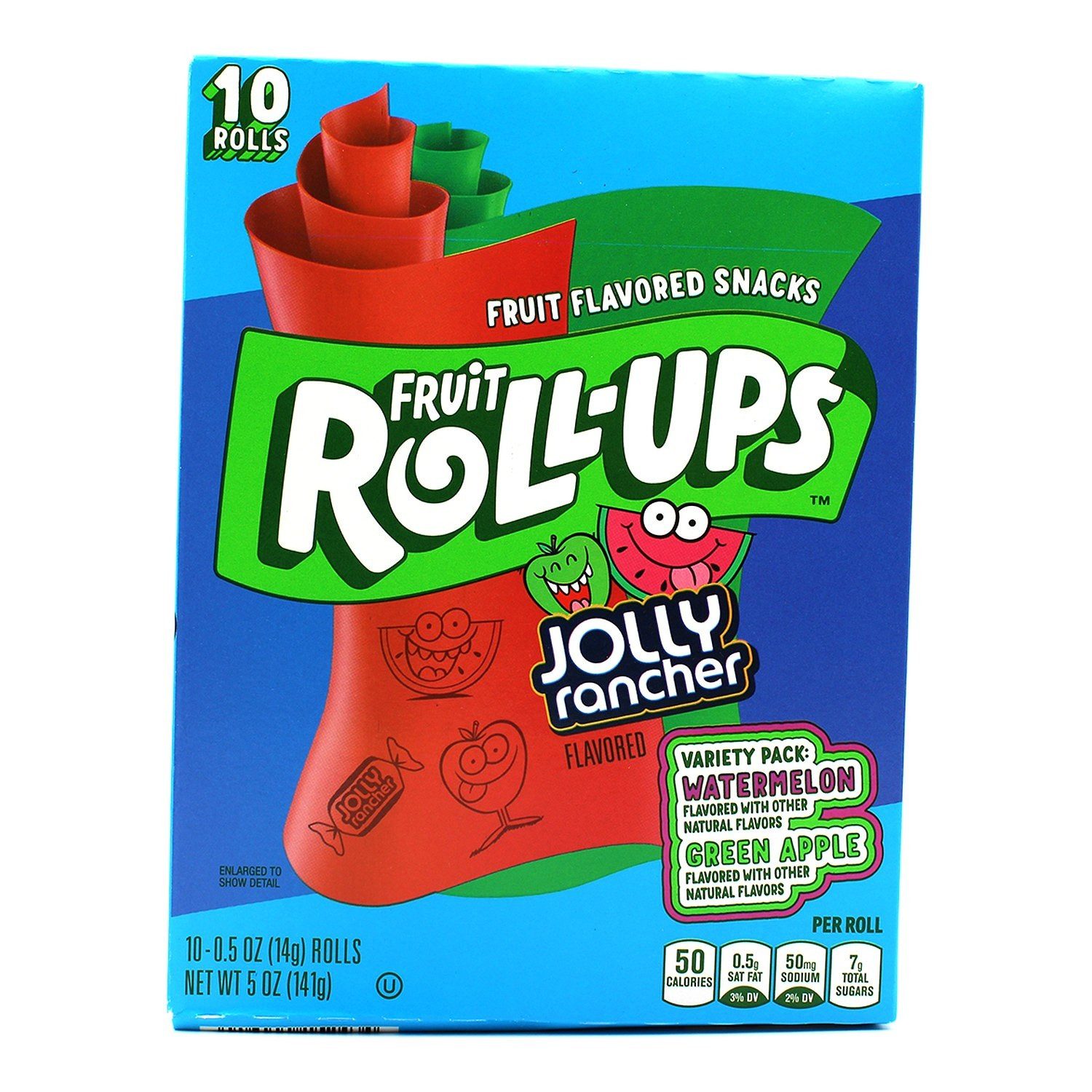 Süßigkeit, 1 x 141 g, Fruit Roll-Ups Jolly Rancher Variety Pack Wassermelone & Grüner Apfel