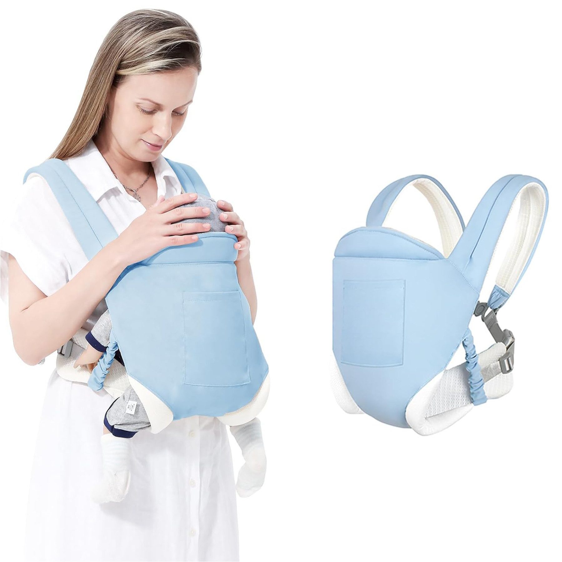 Mutig Babytrage Babytrage für Neugeborene bis Kleinkinder (Ergonomische Bequeme und Leichte Babytrage, Verstellbare Kopf- und Nackenstütze, Verbesserte Lendenwirbelstütze für Babys 4-20 kg 0-36 Monate)