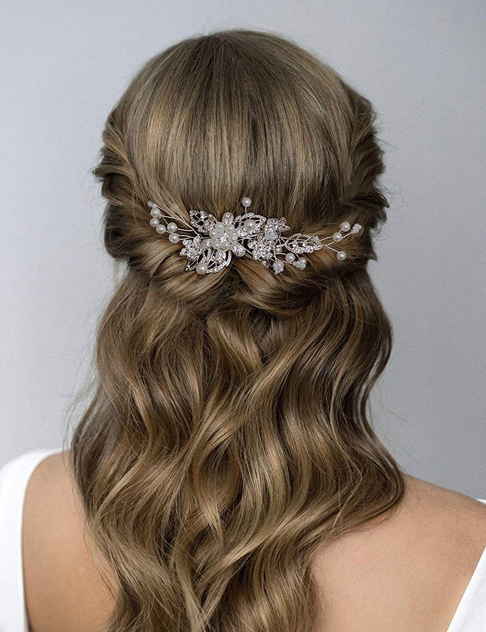 Diadem aus Haarschmuck Haarbänder Scheiffy Perlenschmuck, Brautjungfern, Schmetterlings-Haarschmuck Kristall, Blattkristall-Haarschmuck, für Brauthaarkamm,