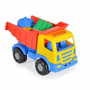 Polesie Spielzeug-Auto 7-teiliges Spielzeug-Set 93226, LKW Förmchen Schaufel Rechen ab 12 Monate