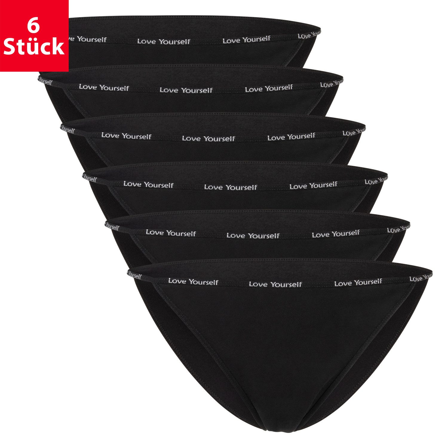 celodoro Slip Damen Slip (6er Pack) mit Ziergummi und Schriftzug