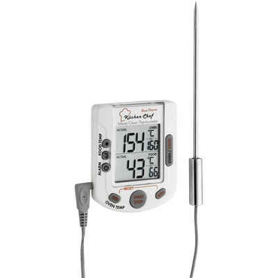 TFA Dostmann Kochthermometer Küchen-Chef 2 in 1 Digitales, Ofen- und Kerntemperatur, mit Touchscreen, mit Timer, Alarm