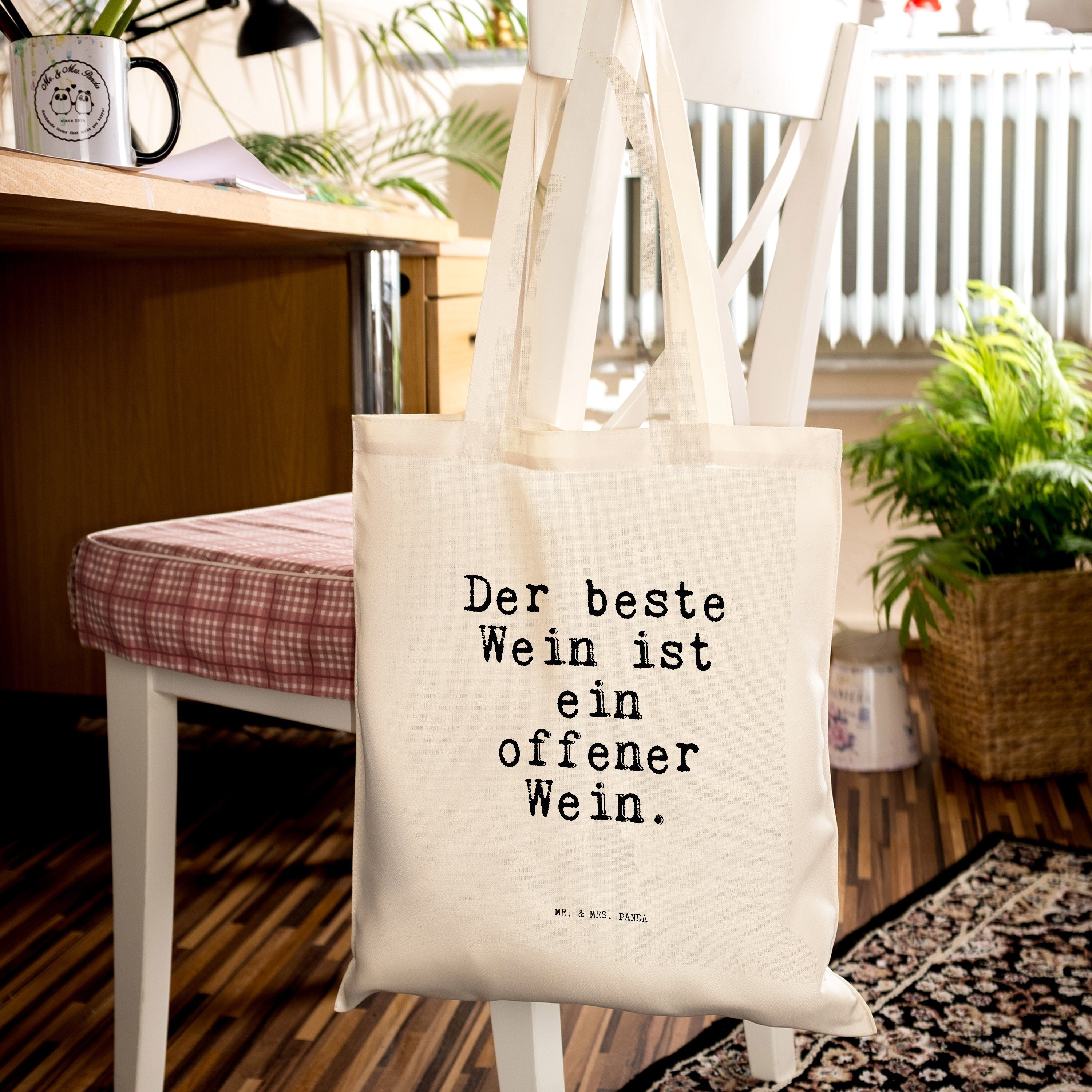 Mr. Tragetasche Mrs. Weintrinker, - Panda ist... (1-tlg) Der Wein Spr beste & - Transparent Geschenk, Wein