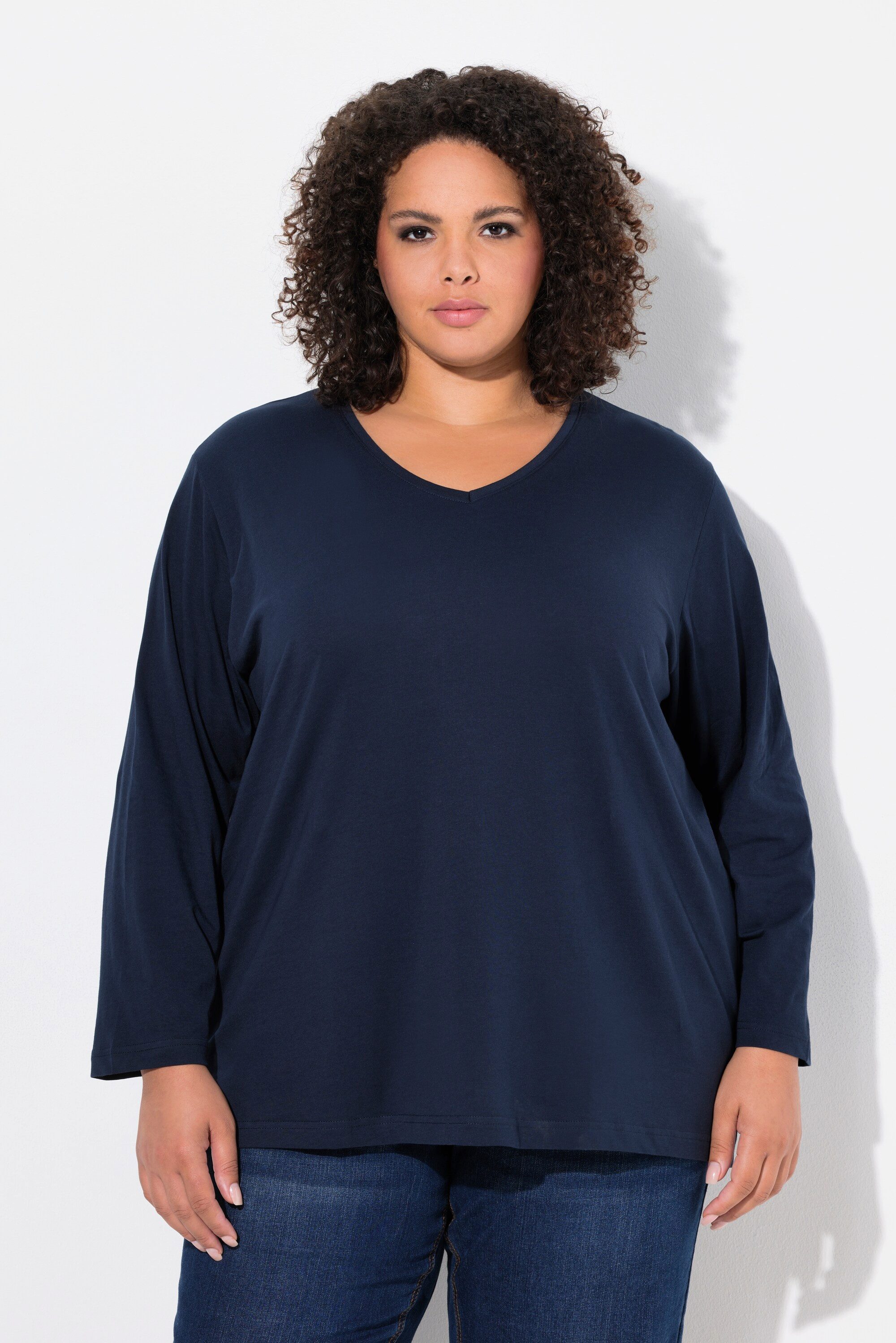 Ulla Popken T-Shirt Shirt V-Ausschnitt Relaxed Langarm – Bild 5 von 5