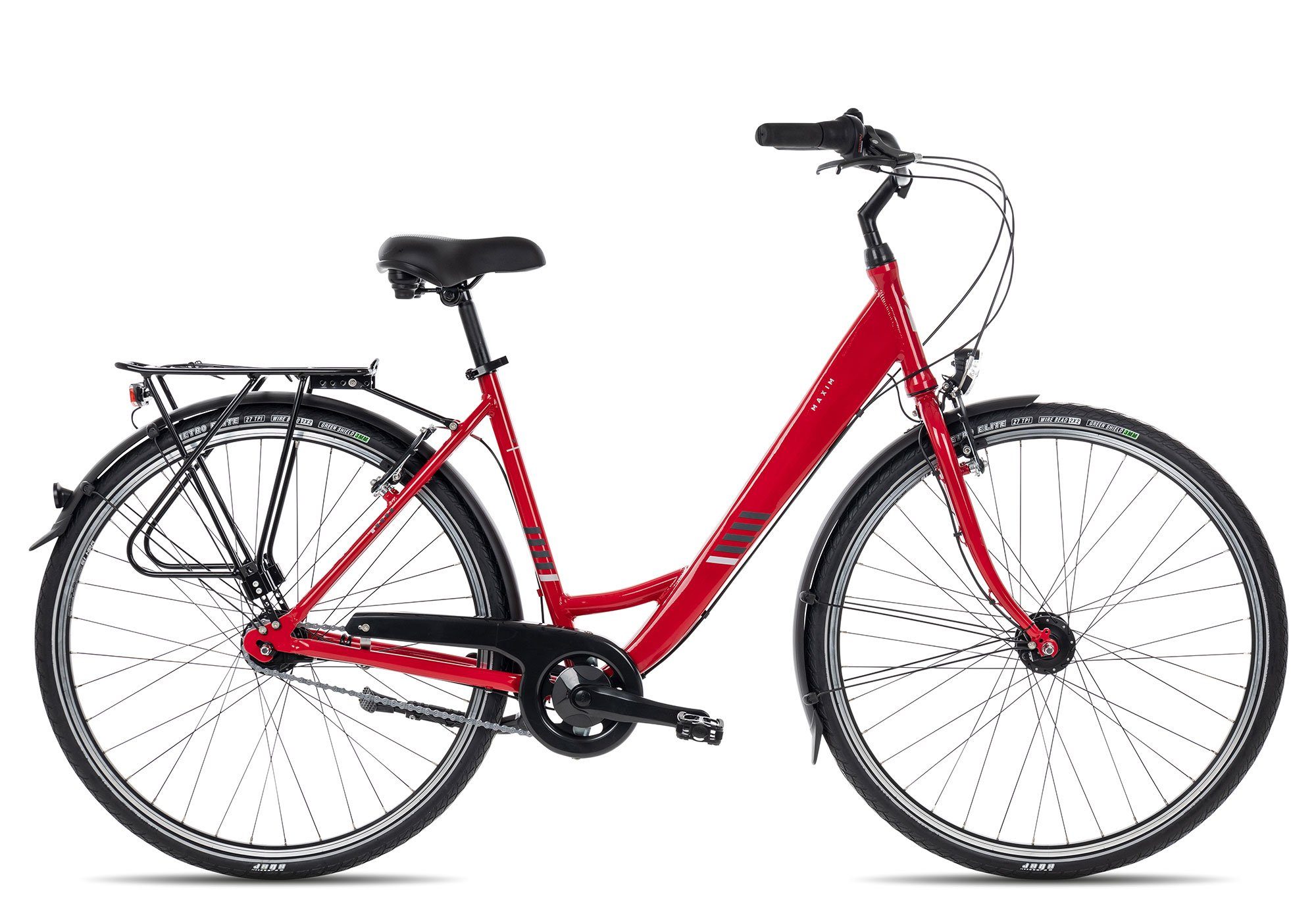 Maxim Cityrad Vigo Wave, 7 Gang Shimano Nexus 7 SG-C3001-7C Rücktritt Schaltwerk, Nabenschaltung Rücktritt, Damenrad 28 Zoll rot/orange | Citybikes