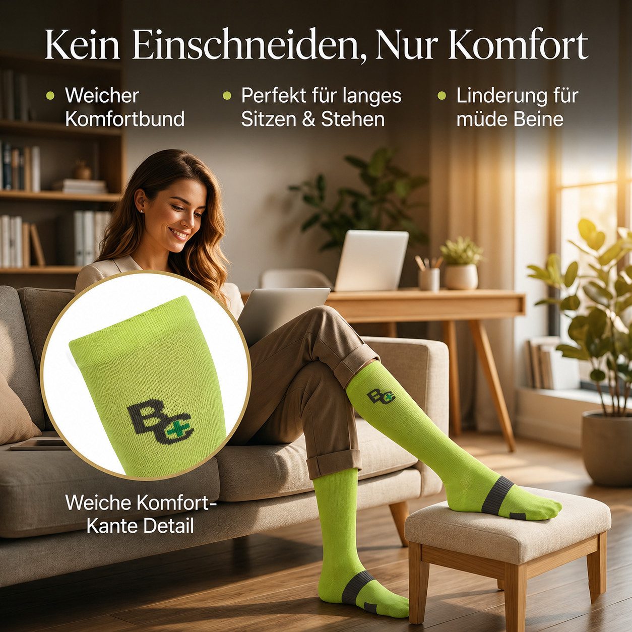 Chili Lifestyle Strümpfe 2 Paar BestCare Kompressionsstrümpfe für Damen & Herren aus Baumwolle (Set, 2-Paar, Kompressionssocken Stützstrümpfe für Sport Reise Ru – Bild 4 von 5