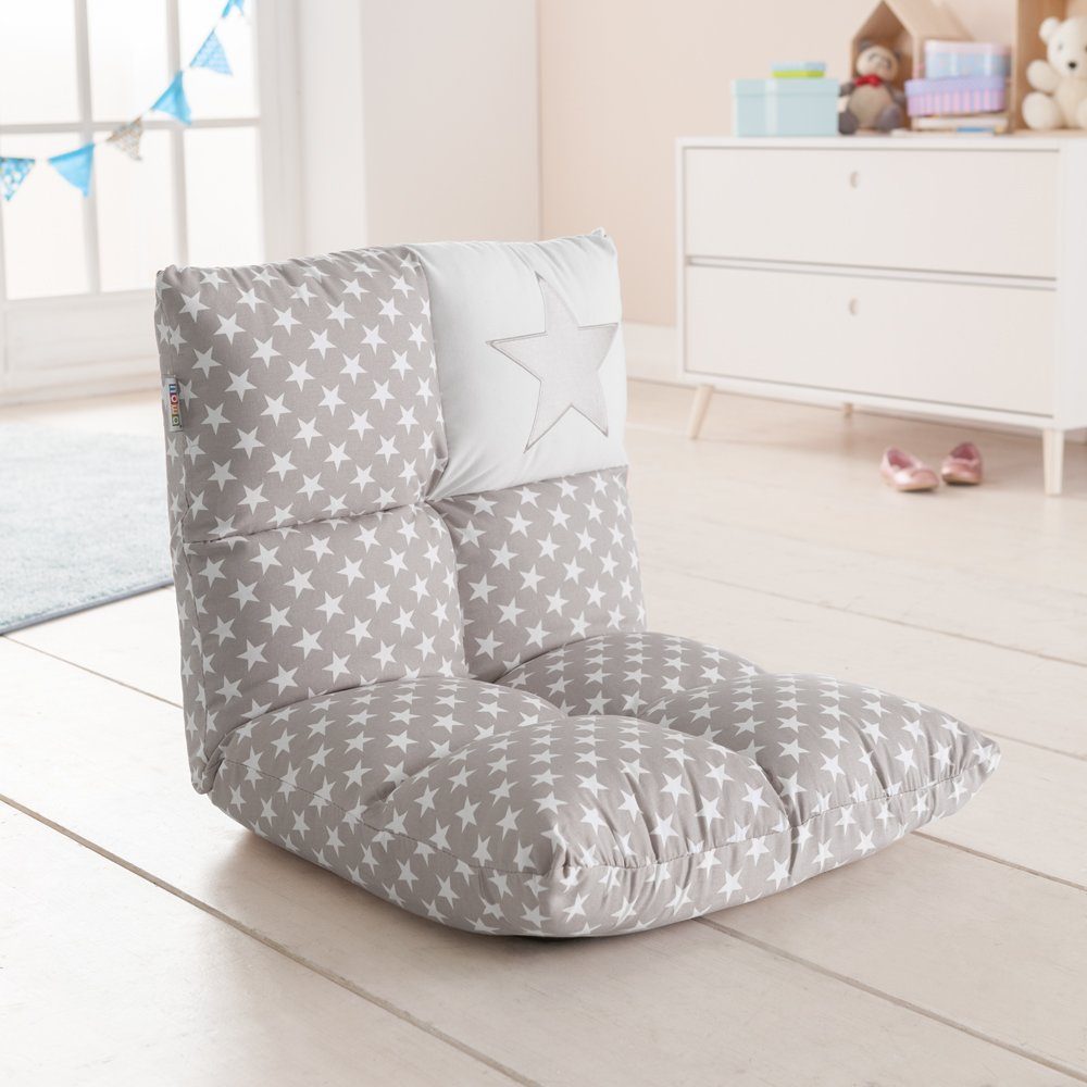 howa Кресла Stars, 2 in 1 Kindersessel + Kinderliege grau / weiß