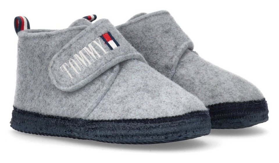 Tommy Hilfiger INDOOR SLIPPER GREY Hausschuh mit praktischem Klettverschluss