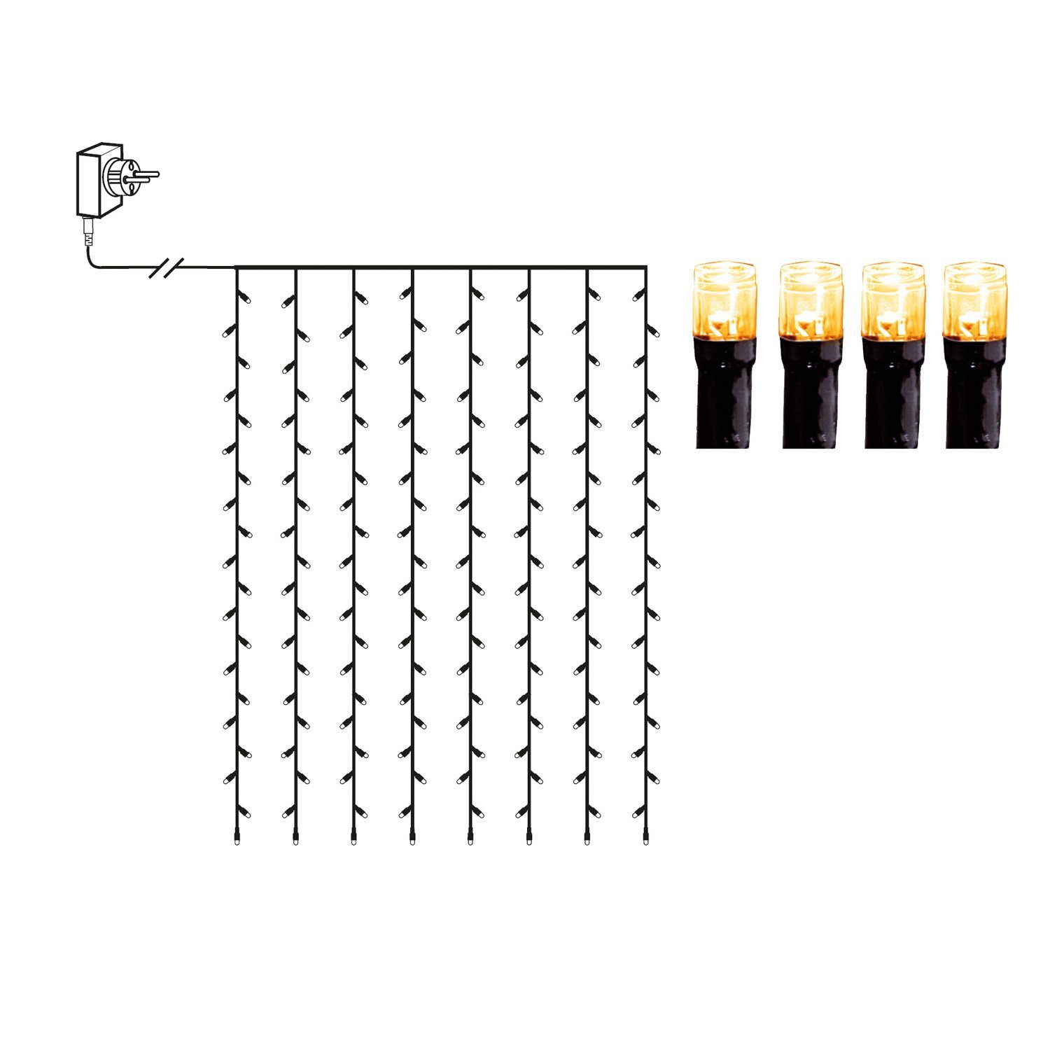 STAR TRADING LED-Lichtervorhang LED Lichtvorhang 120 bernstein LED 1,3x2,0m günstig online kaufen