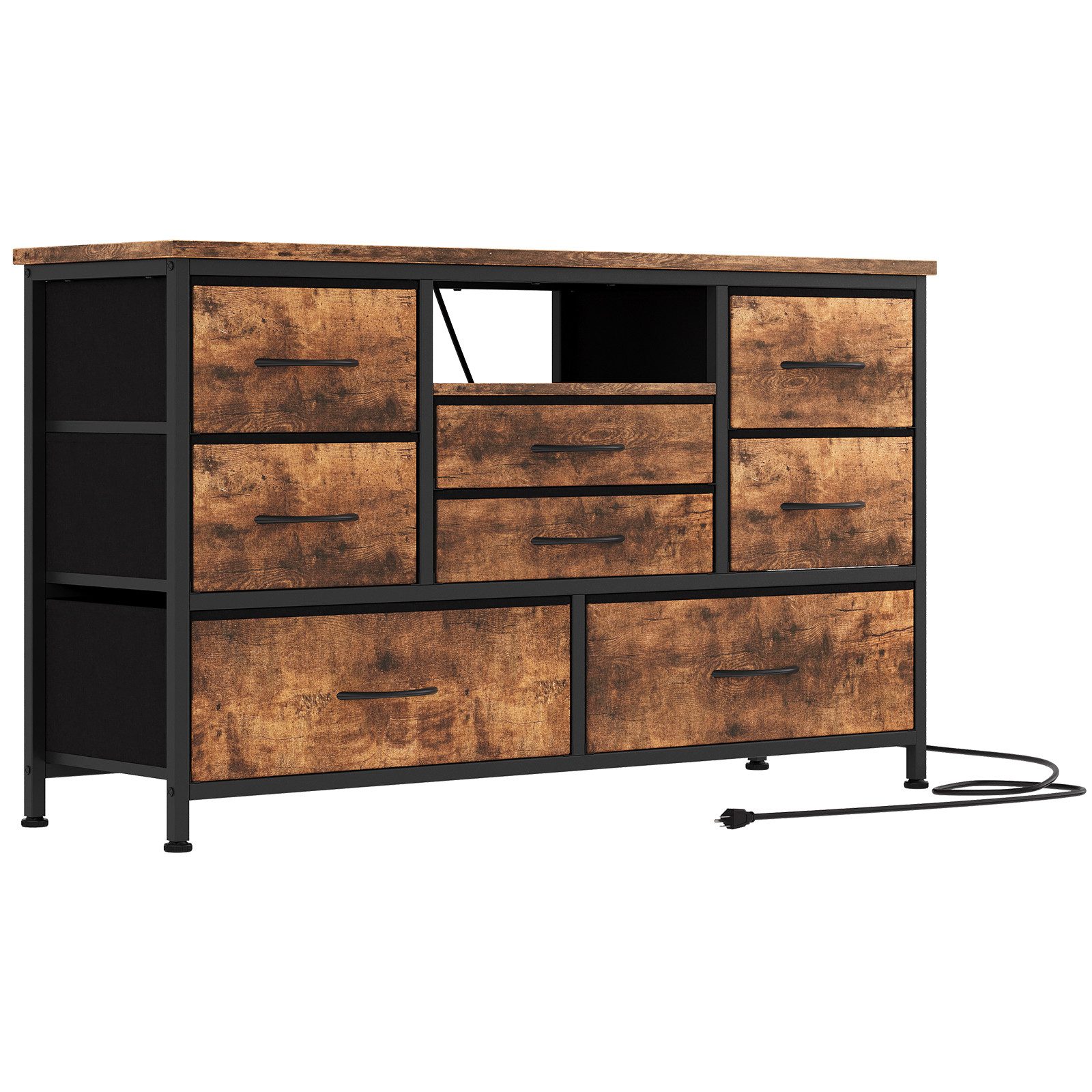 TV-Schrank Breites Sideboard Mehrzweckschrank Kommode mit 8 tiefen Schubladen