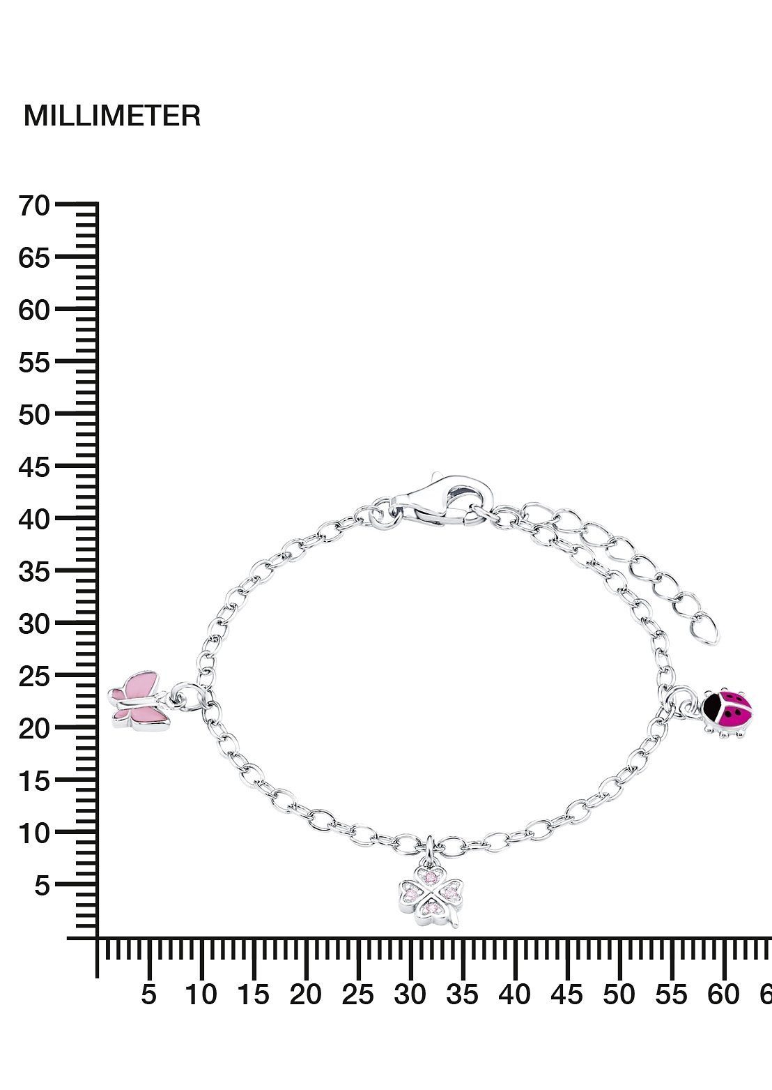 Prinzessin Lillifee Armband Marienkäfer, Schmetterling, Kleeblatt, mit Zirkonia (synth)