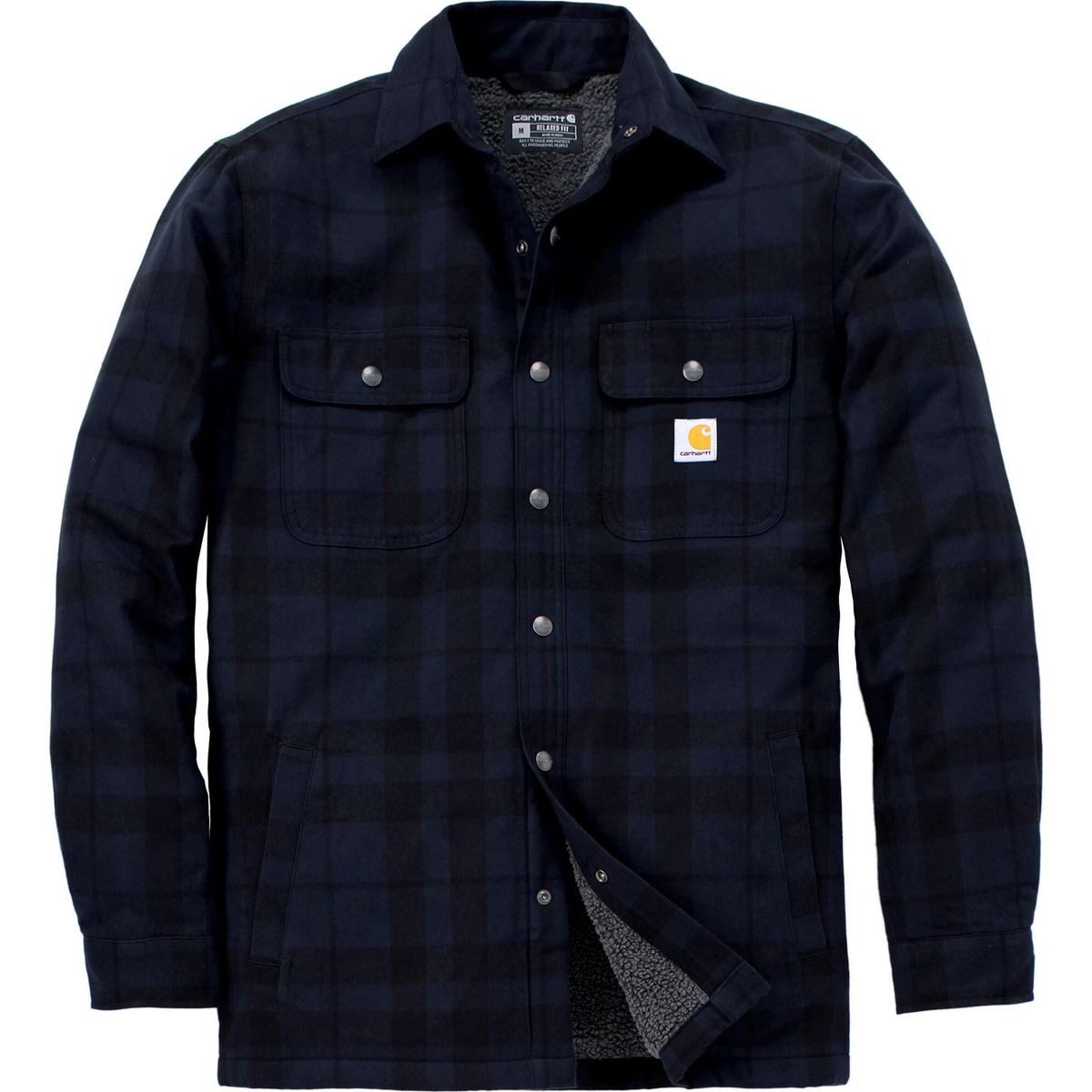 Carhartt Fleecejacke Hubbard Plaid Shirt Jac Flanellhemd mit Sherpa-Futter und lockerer Passform für Wärme und