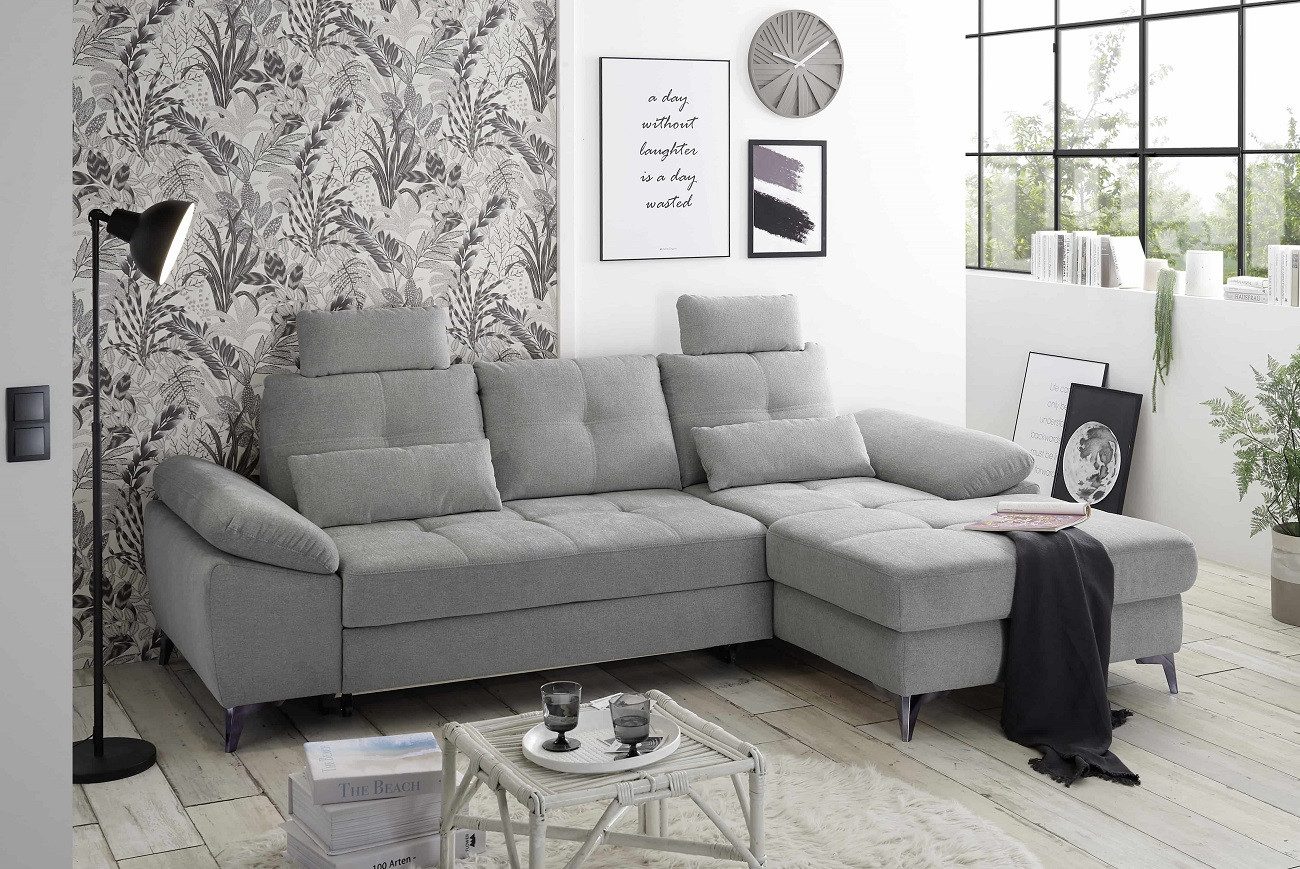 ED EXCITING DESIGN Ecksofa "Auckland L-Form mit Bettfunktion, Bettkasten", günstig online kaufen