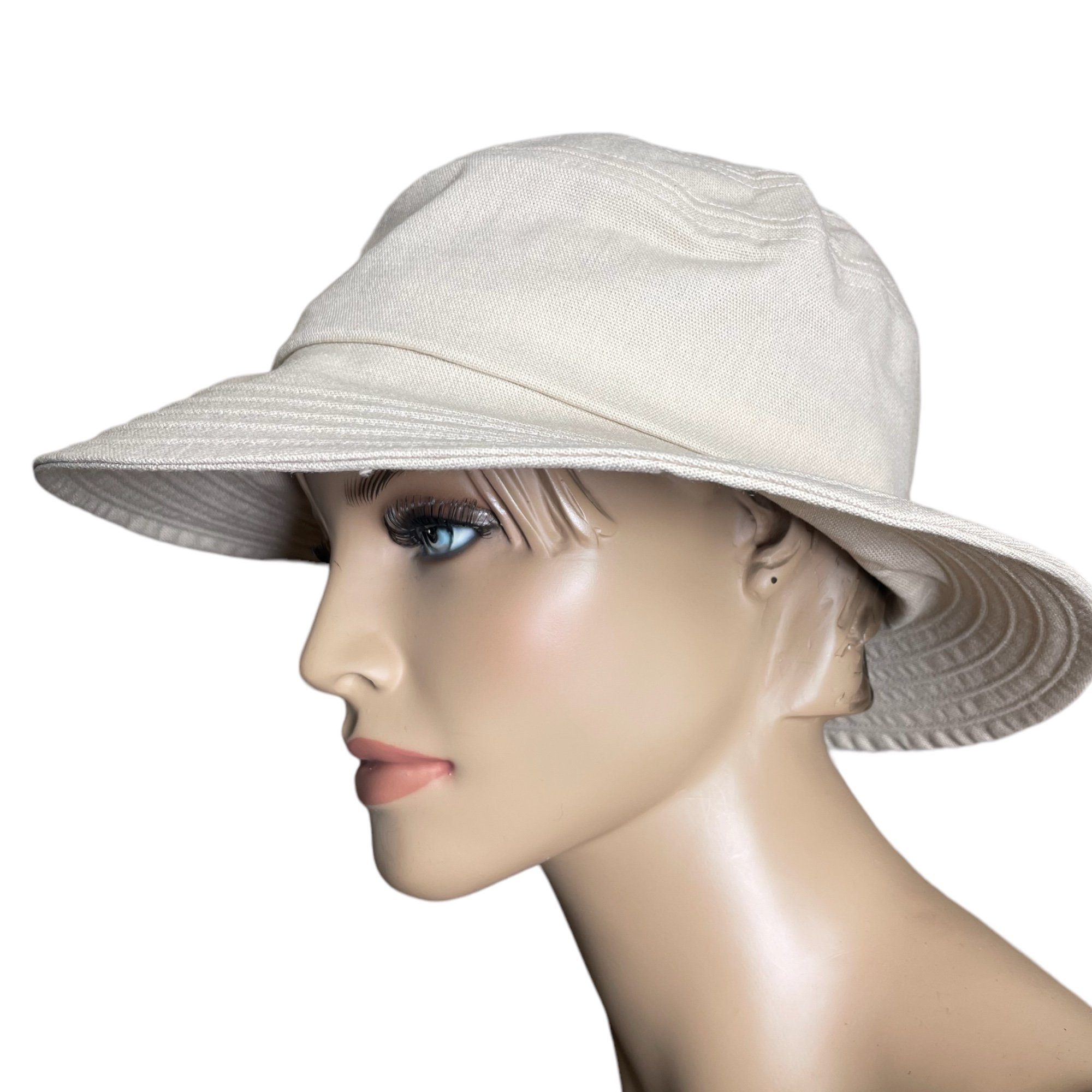 Taschen4life Sommer Hat, Fischerhut Sonnenhut unisex, Größenverstellbar, Hut Leinen beige Modischer Bucket