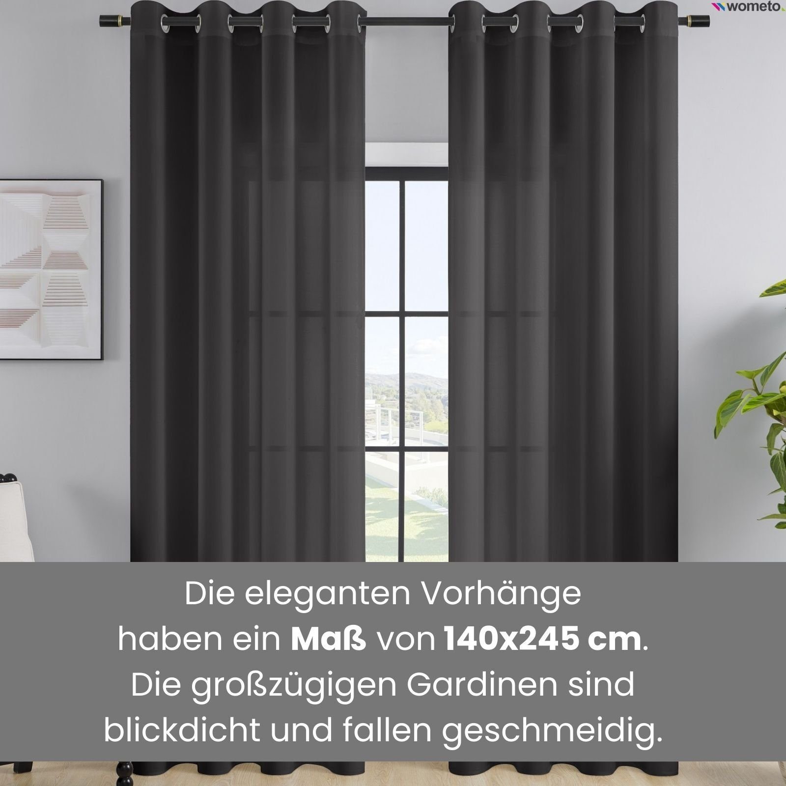 wometo Vorhang Blickdicht mit 8 Ösen günstig online kaufen