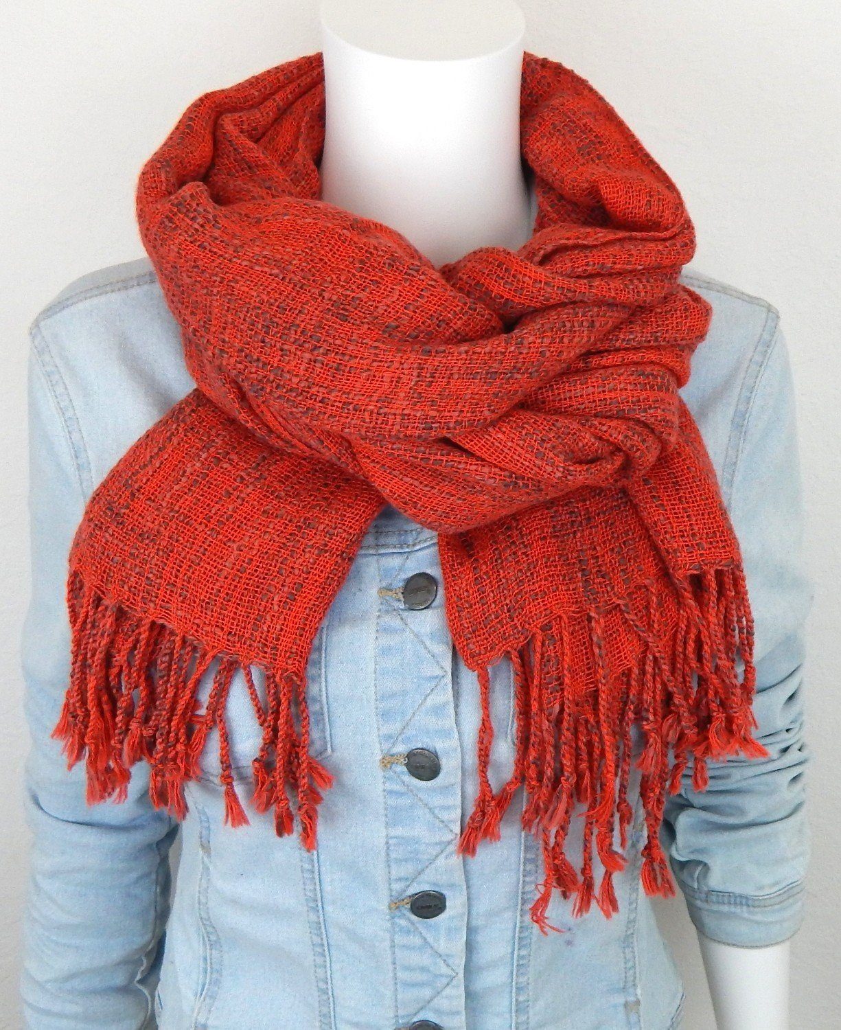 Ella Jonte Modeschal, breiter weicher edler Webschal mit langen Fransen günstig online kaufen