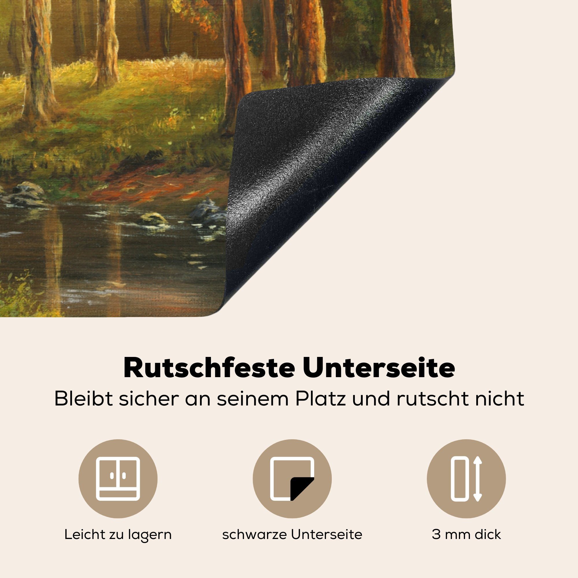 Märchenwald (1 cm, MuchoWow Wasser, die Haus - Herdblende-/Abdeckplatte - 81x52 für Induktionskochfeld Vinyl, Schutz tlg), küche, Ceranfeldabdeckung