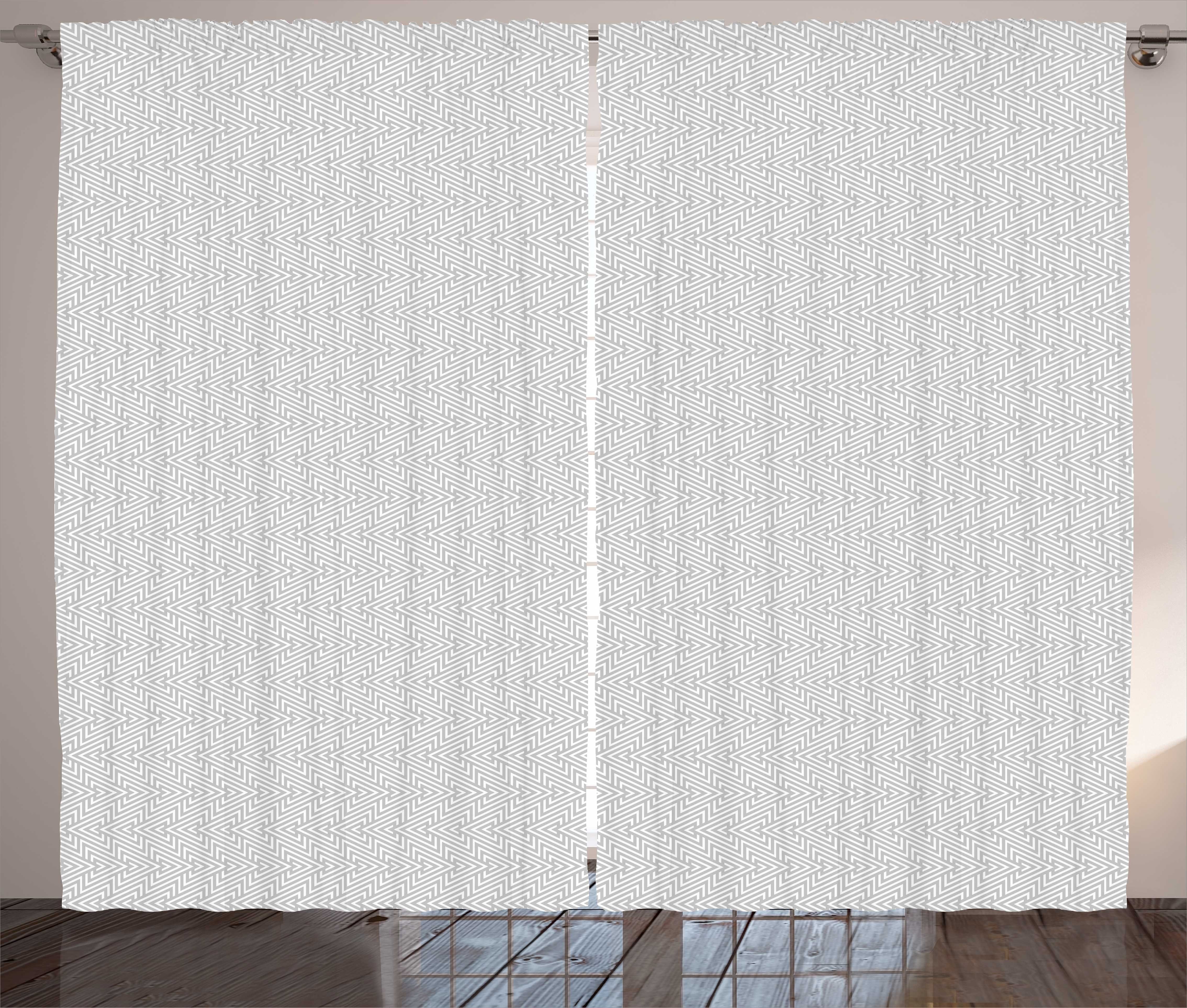 Gardine Schlafzimmer Kräuselband Vorhang mit Schlaufen und Haken, Abakuhaus, grau Geometric Chevron Formen Retro