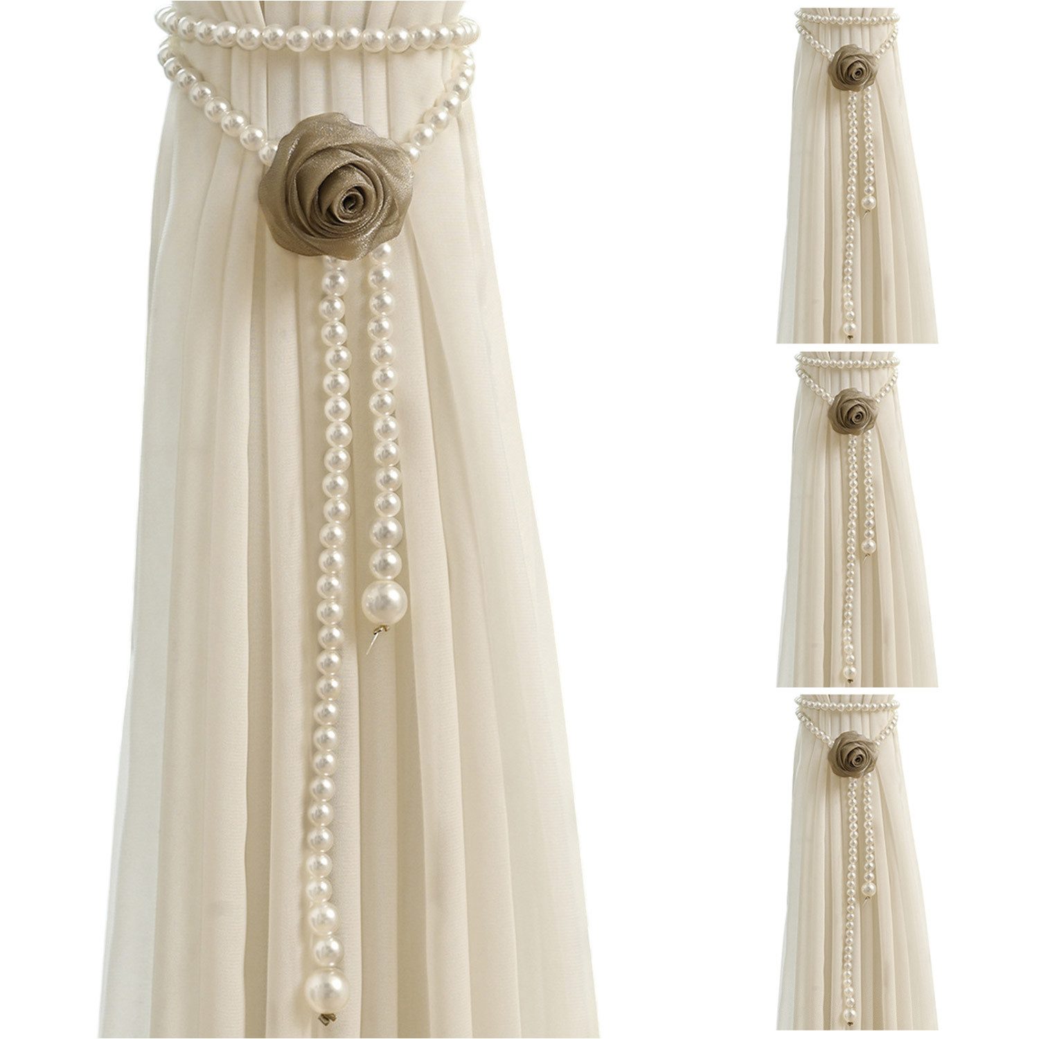 Refttenw Raffhalter Perle Vorhang Raffhalter, Blumendesign, Gardinen, Gardinenhalter, Vorhänge, (4-tlg), für Wohnzimmer Schlafzimmer Dekoration