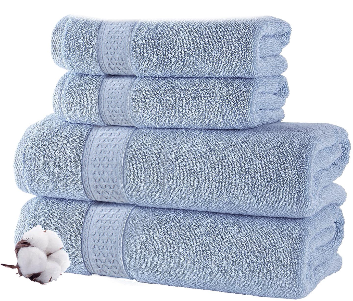 Vaxiuja Handtuch Set Badetuch aus reiner Baumwolle, absorbierendes  Badetuch, weich, quadratisch, gekämmt,2 Handtücher, 2 Waschlappen