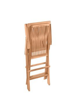 TPFGarden Gartenstuhl TEAKA - 2er Set Gartenlounge-Stühle aus unbehandeltem Teakholz (Klappbare Holzstühle - Belastbarkeit 110 kg - Farbe natur, 2 St), Maße (BxHxT): 55,5x89x51 cm - Sitzfläche (BxHxT): 43x45x37,5 cm