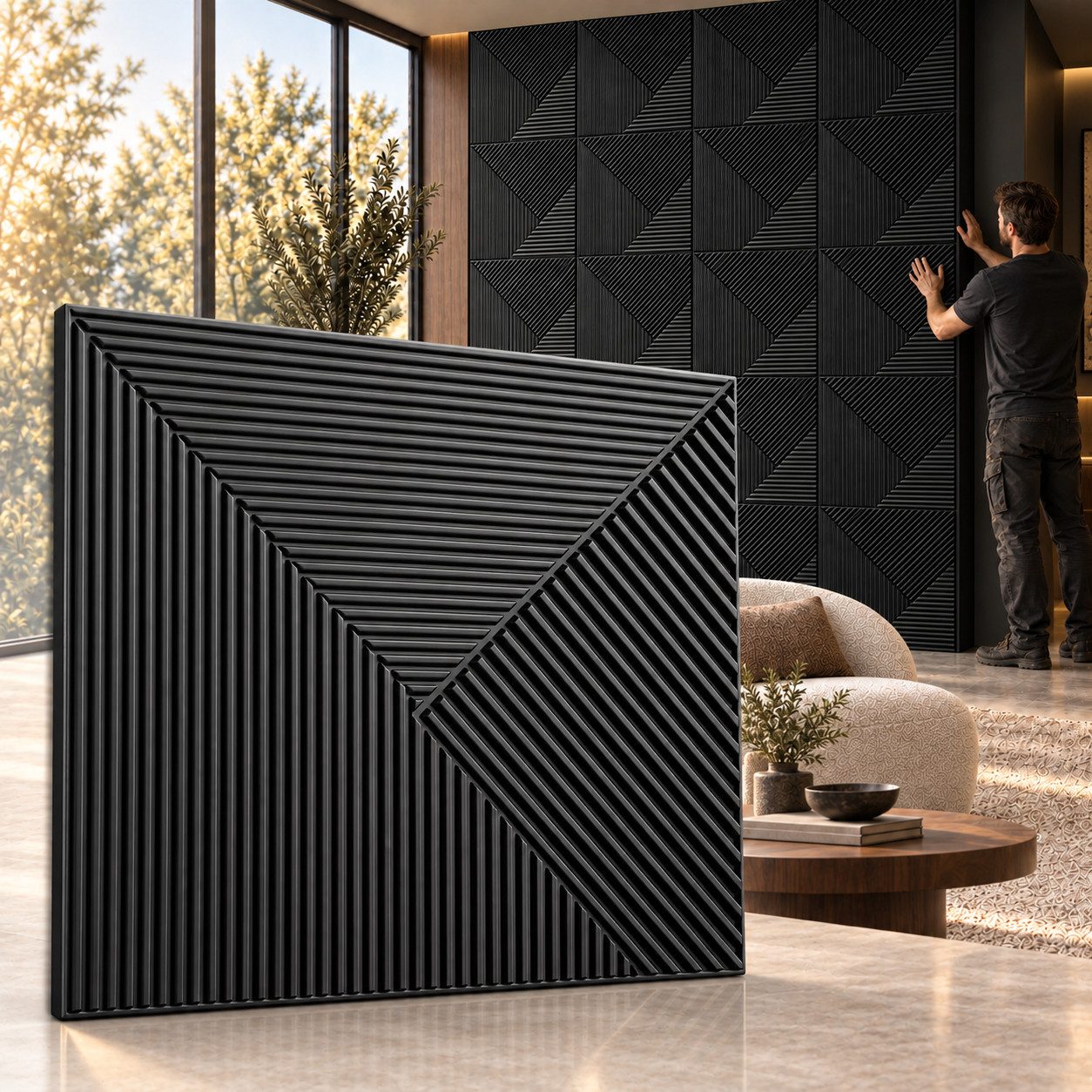 IKHEMalarka 3D Wandpaneel 3D Paneele PVC Kunststoffpaneele, BxL: 50,00x50,00 cm, 0,25 qm, (1 Stück, 3D Wandpaneele Deckenpaneele) hochwertige & harte PVC 3D Platten Wand & Decke