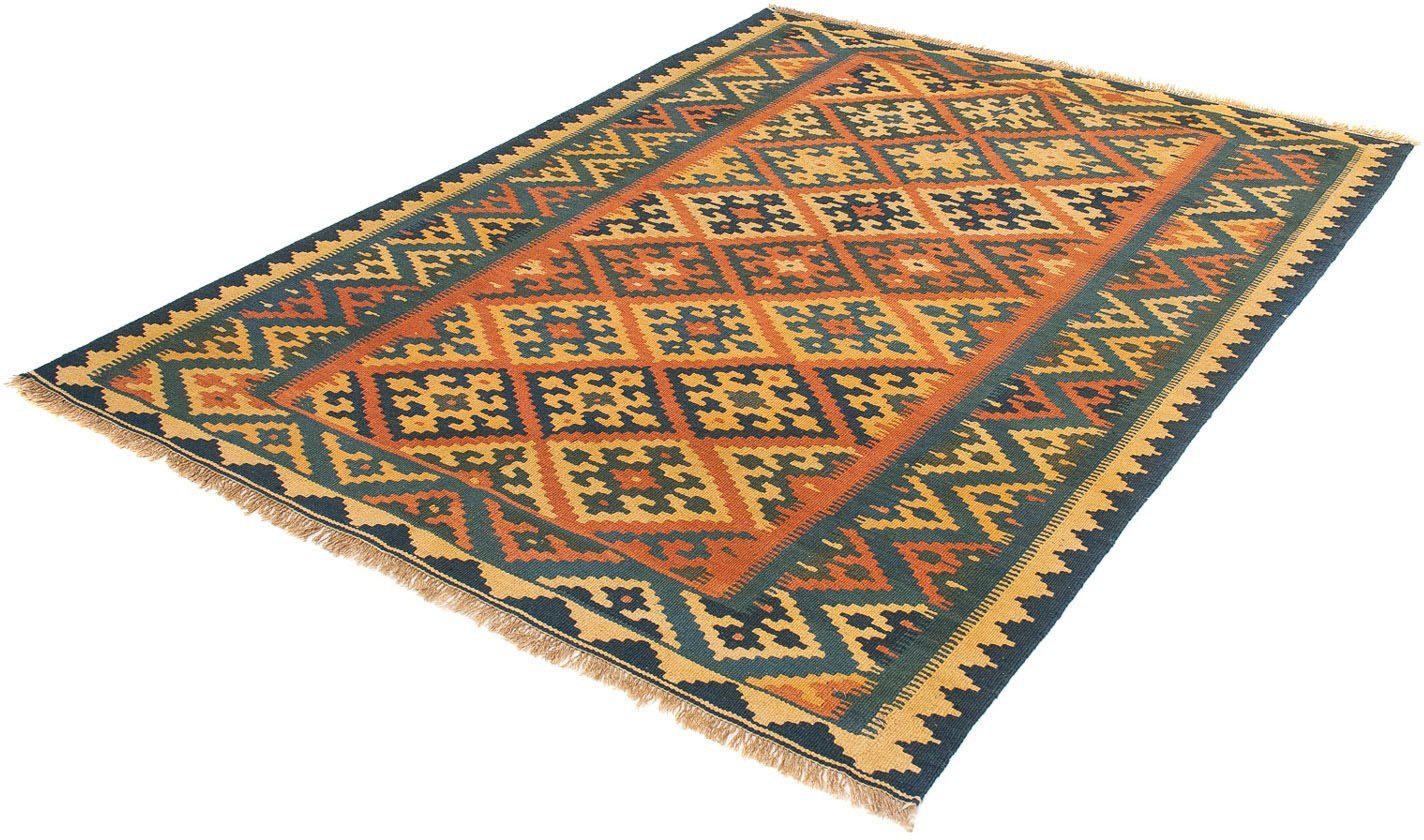 Wollteppich Kelim - Oriental - 198 x 148 cm - dunkelrot, morgenland, rechteckig, Höhe: 6 mm, Wohnzimmer, Einzelstück