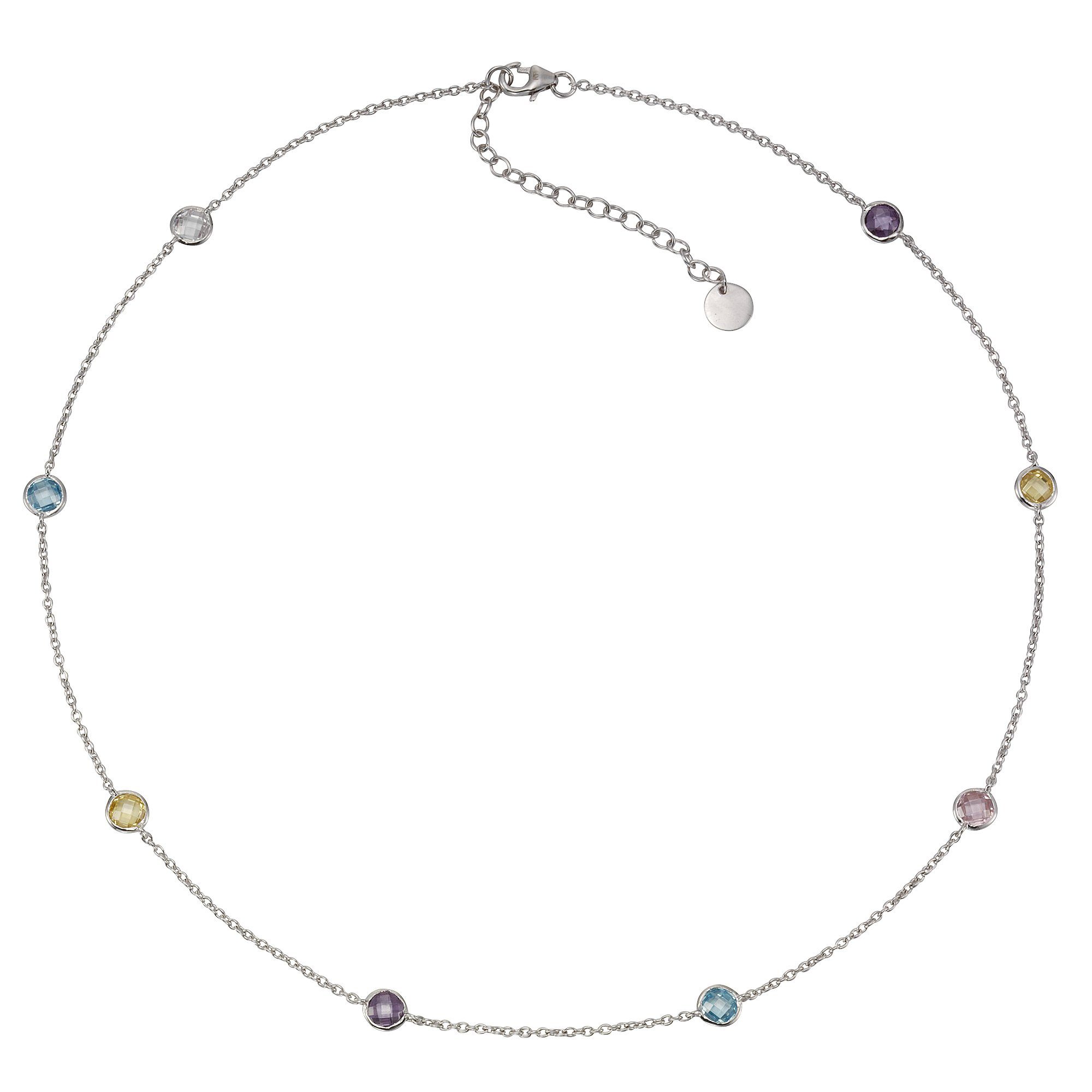 Zeeme Collierkettchen 925 Silber rhodiniert mit Zirkonia bunt