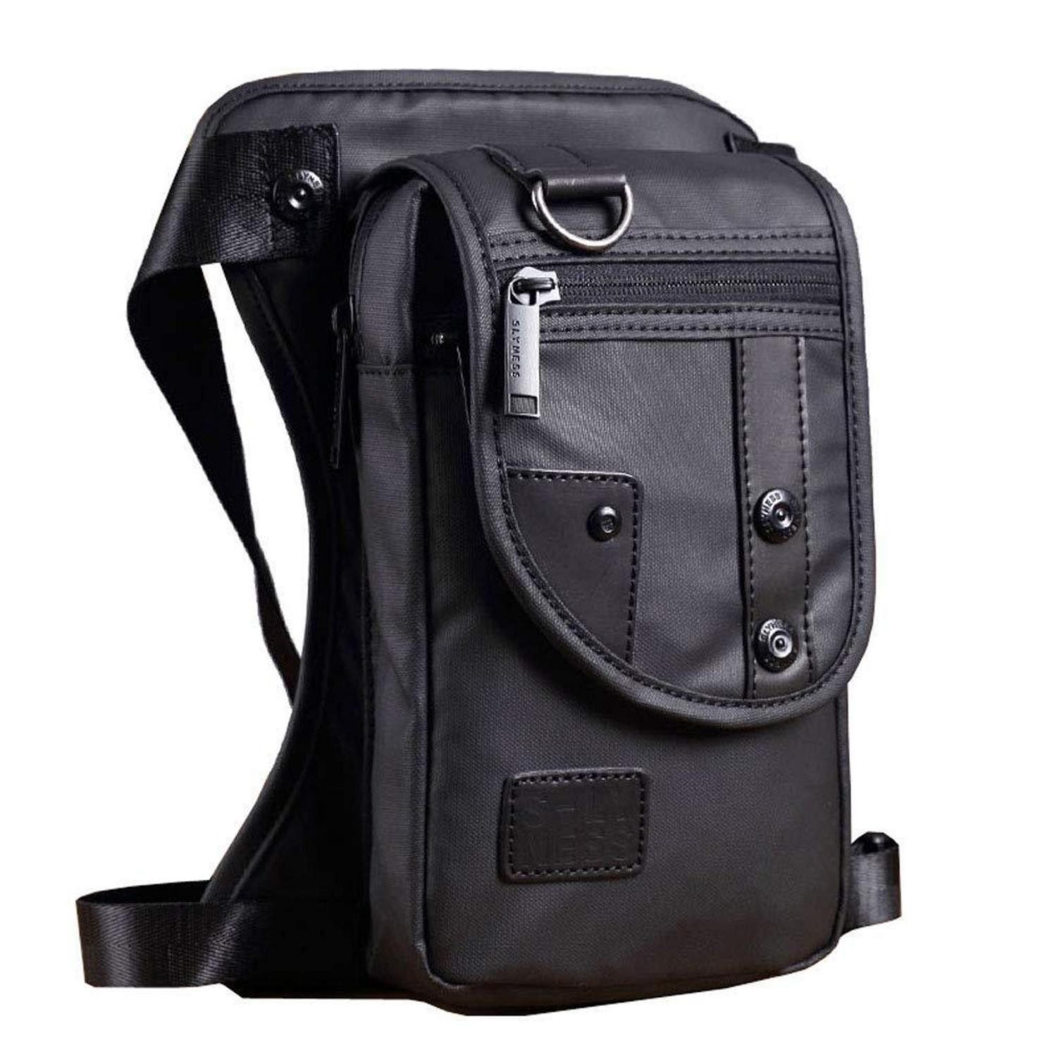 Beintasche Beinbeutel Drop Bauchtasche Hüfttasche Motorrad #01 Schwarz (Oxford)