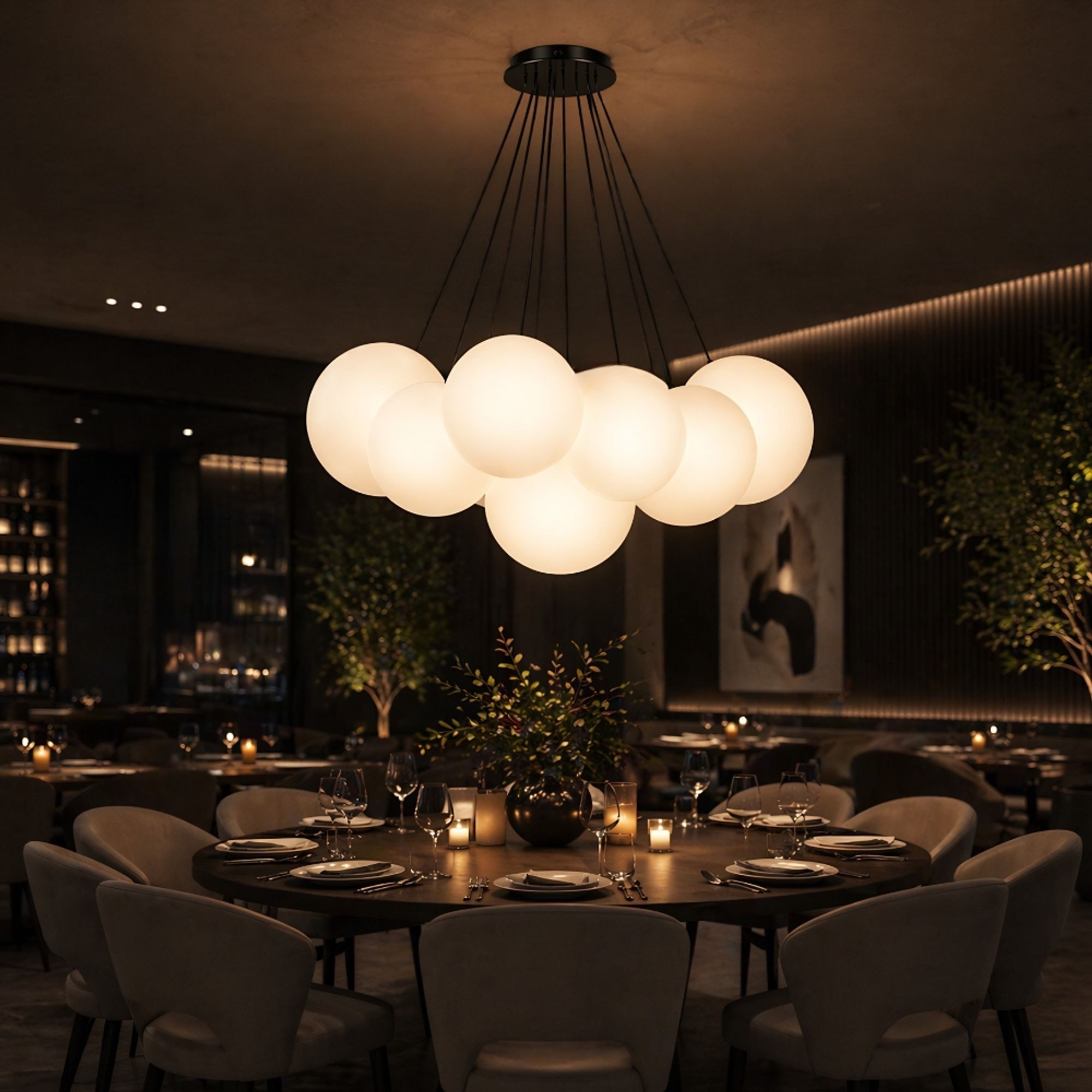 s.luce Pendelleuchte s.luce Orb Cluster Glas-Pendelleuchte 7-flammig 7x20cm Rauch Verlauf