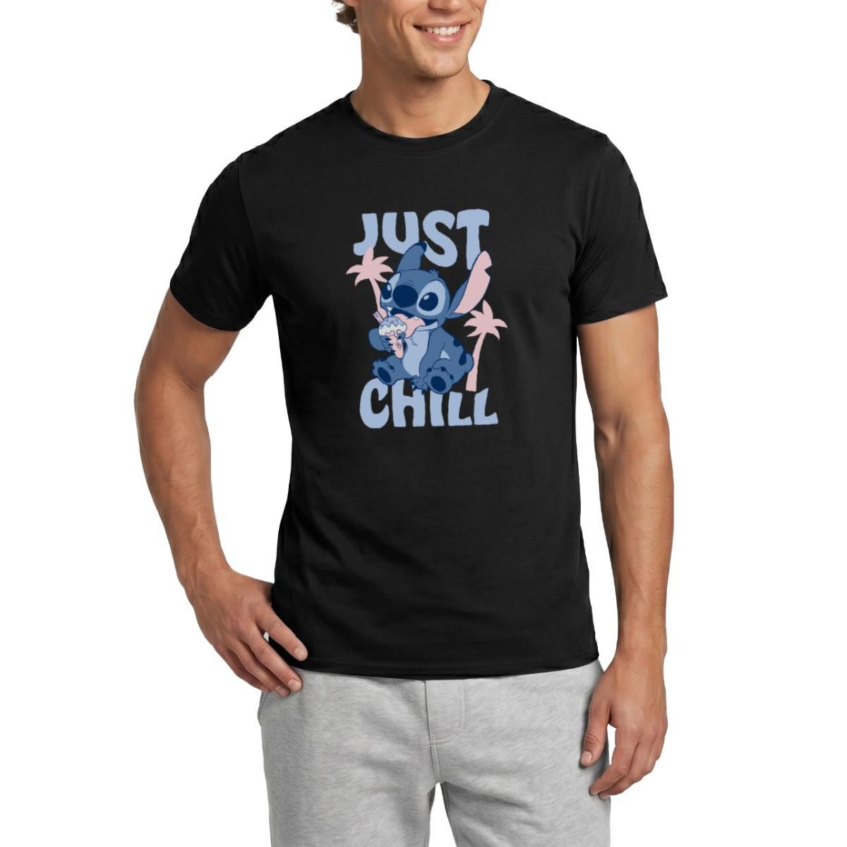 Spreadshirt T-Shirt Lilo & Stitch Just Chill Männer T-Shirt (1-tlg)