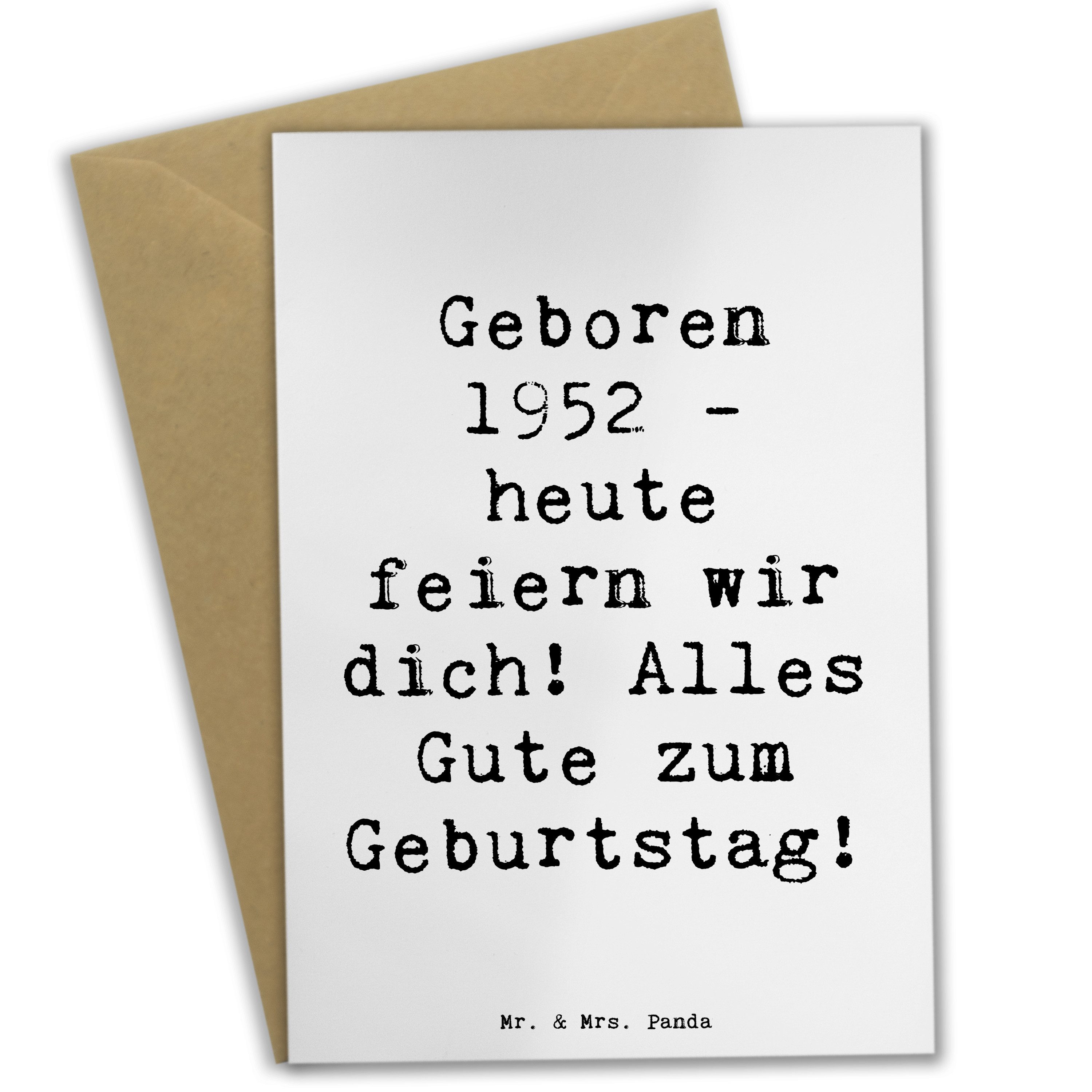 Grußkarte Spruch 1952 Geburtstag - Weiß - Geschenk, Geburtstag 1952, Hochzeitsk