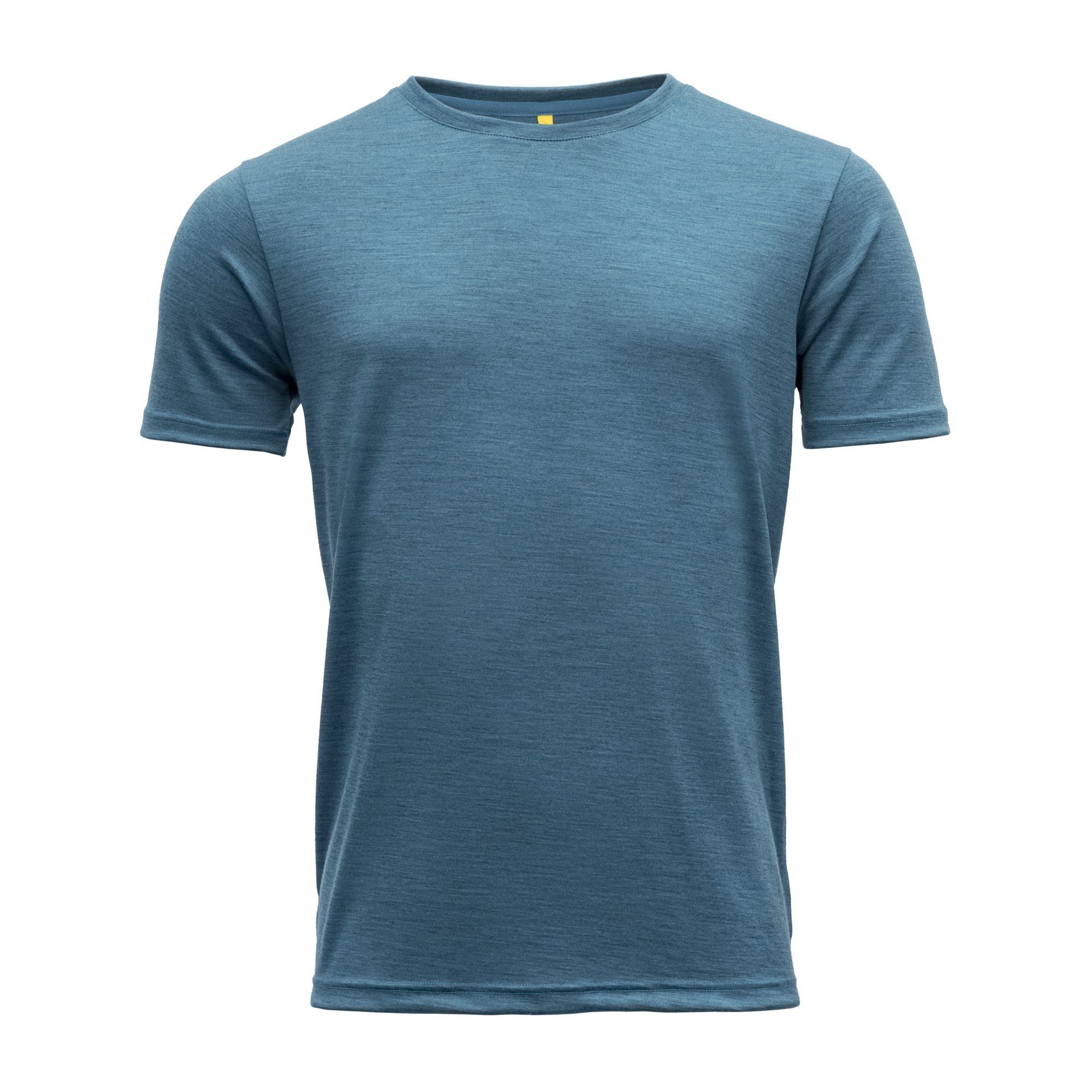 Devold T-Shirt Devold M Eika Merino 150 Tee Herren Kurzarm-Shirt Blue Melange