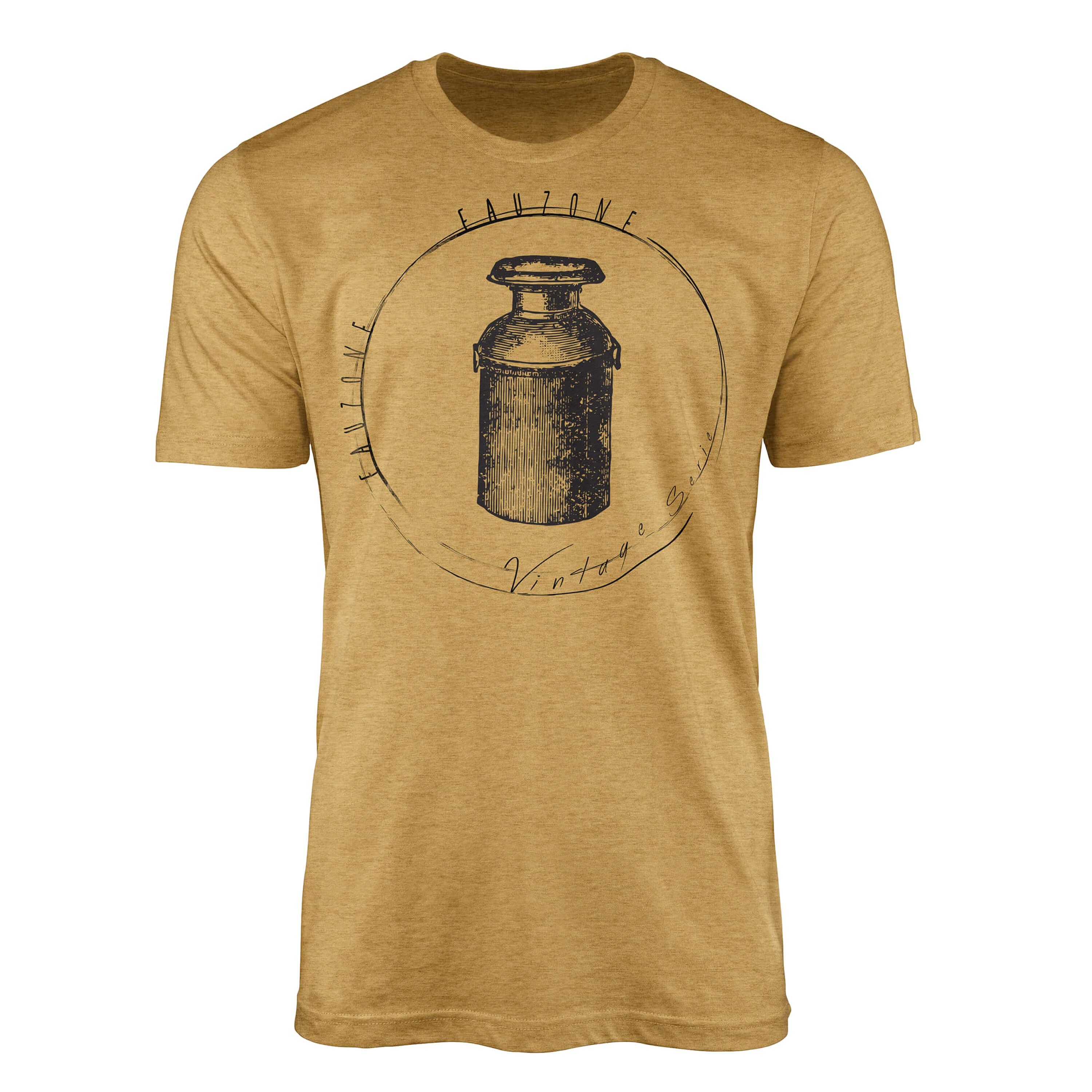 Sinus Art T-Shirt Vintage Herren T-Shirt Milchkanne Antique Gold