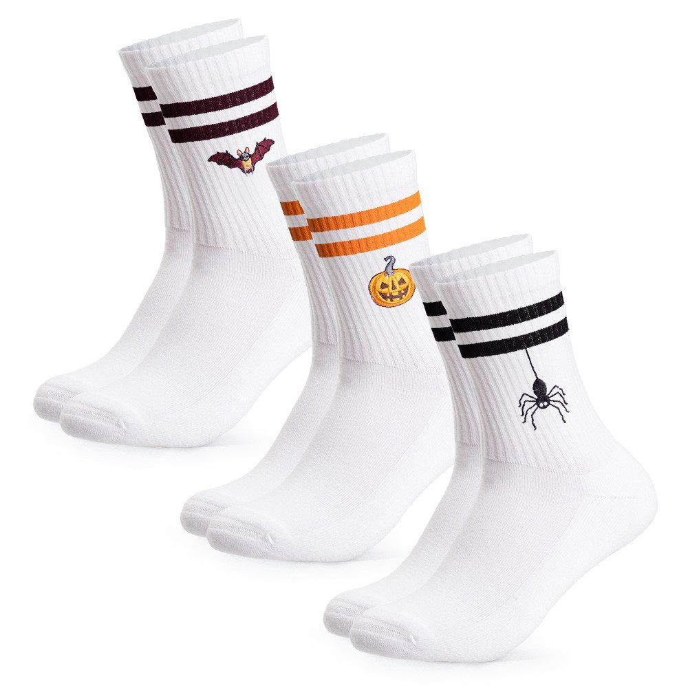OCCULTO Tennissocken Damen & Herren Halloween Motiv Tennissocken 3er Pack (Modell: Casper) (3-Paar)