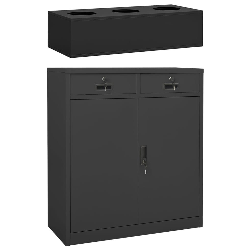vidaXL Aktenschrank Büroschrank mit Pflanzkasten Anthrazit 90x40x125 cm Stahl (1-St)