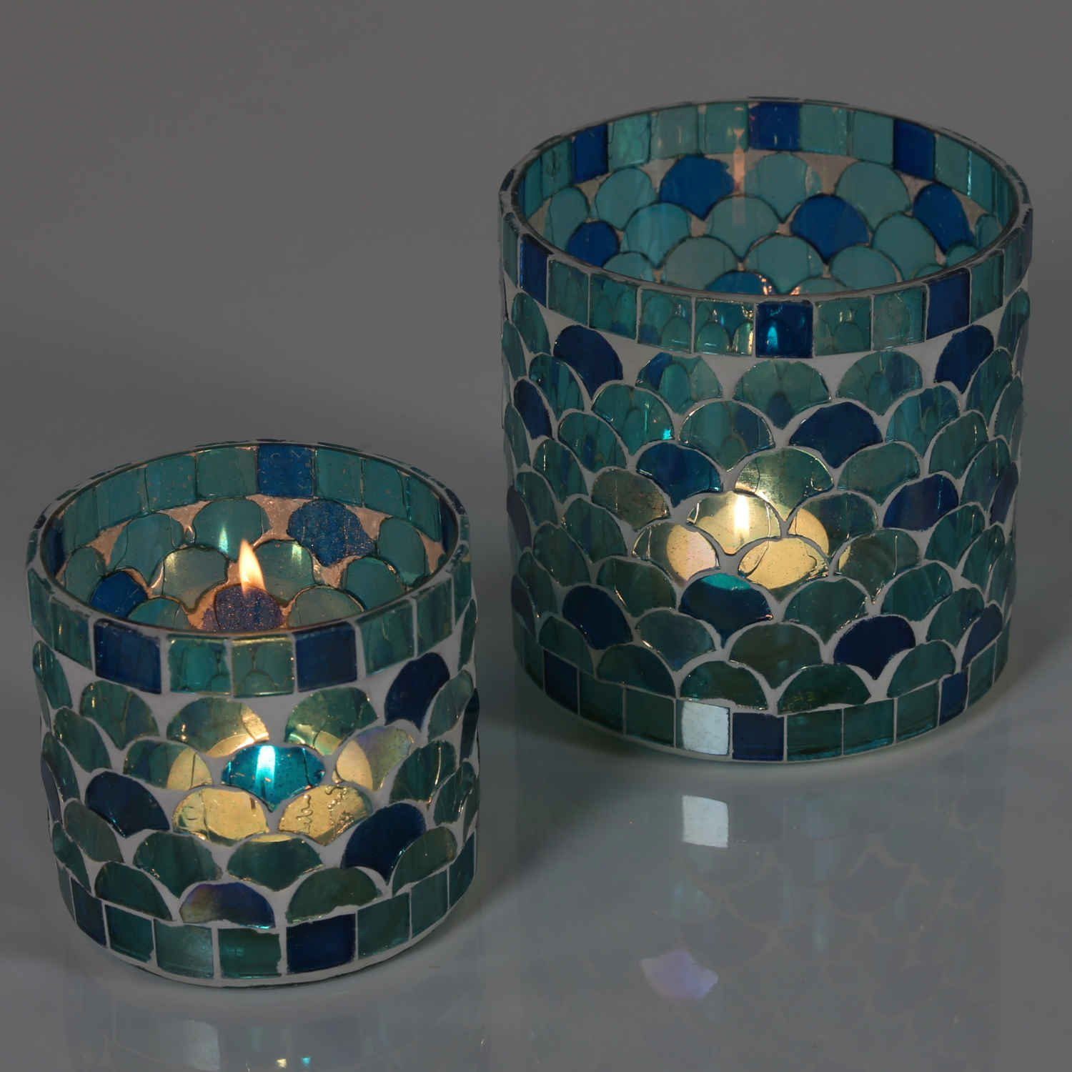Casa Moro Windlicht Orientalisches Mosaik Windlicht Athen Hellblau aus Glas handgefertigt (Boho Chic Teelichthalter Kerzenständer Kerzenhalter, Glaswindlicht in den Größen S und M oder als 2er Set bestellbar), Geschenk Idee Muttertag Ostern